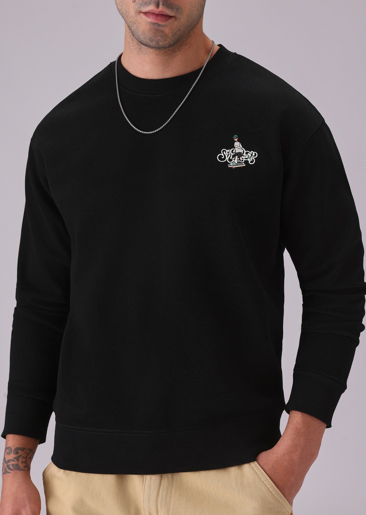 Black Back Emboss Sweatshirt