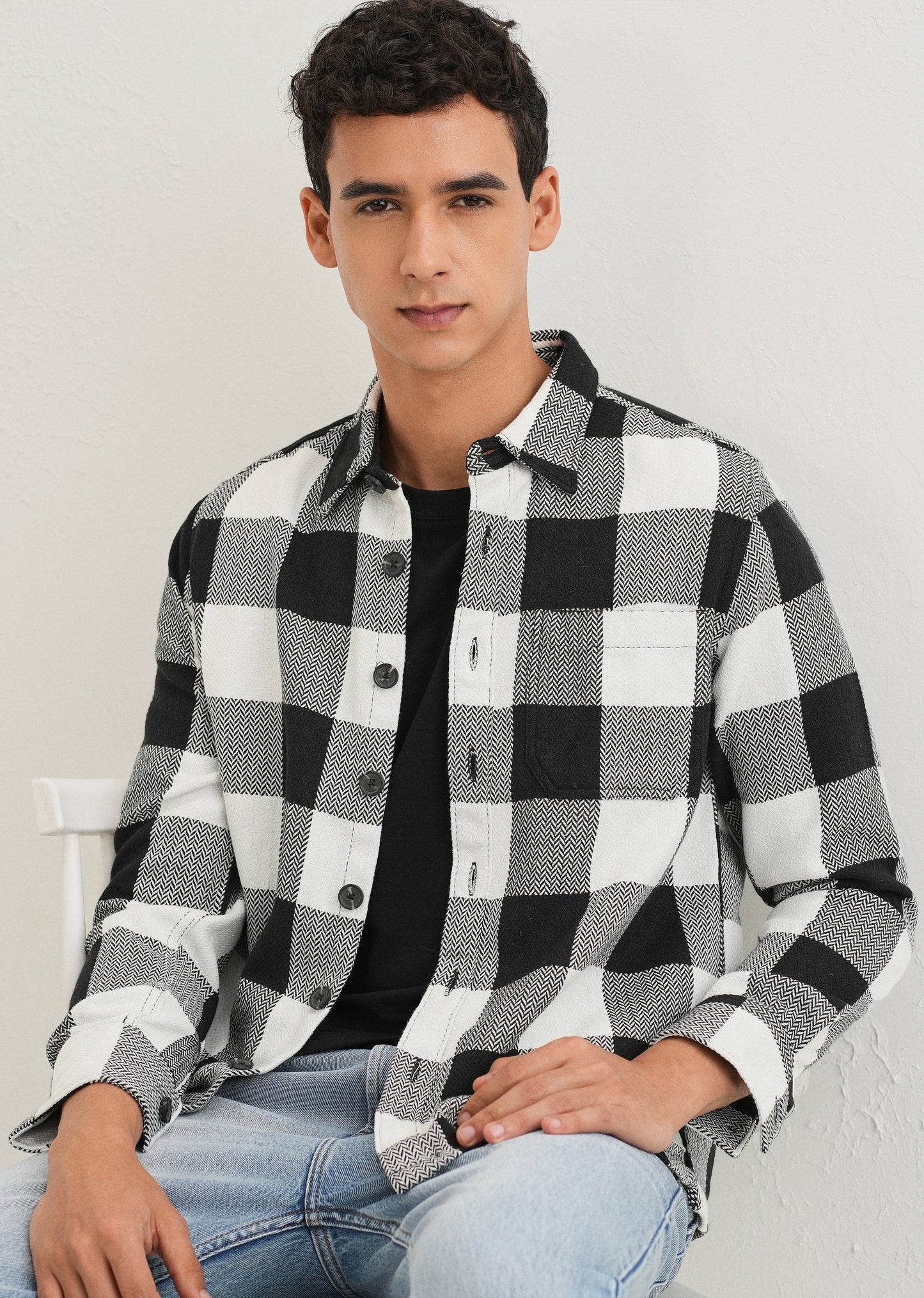 Black Checked Overshirt
