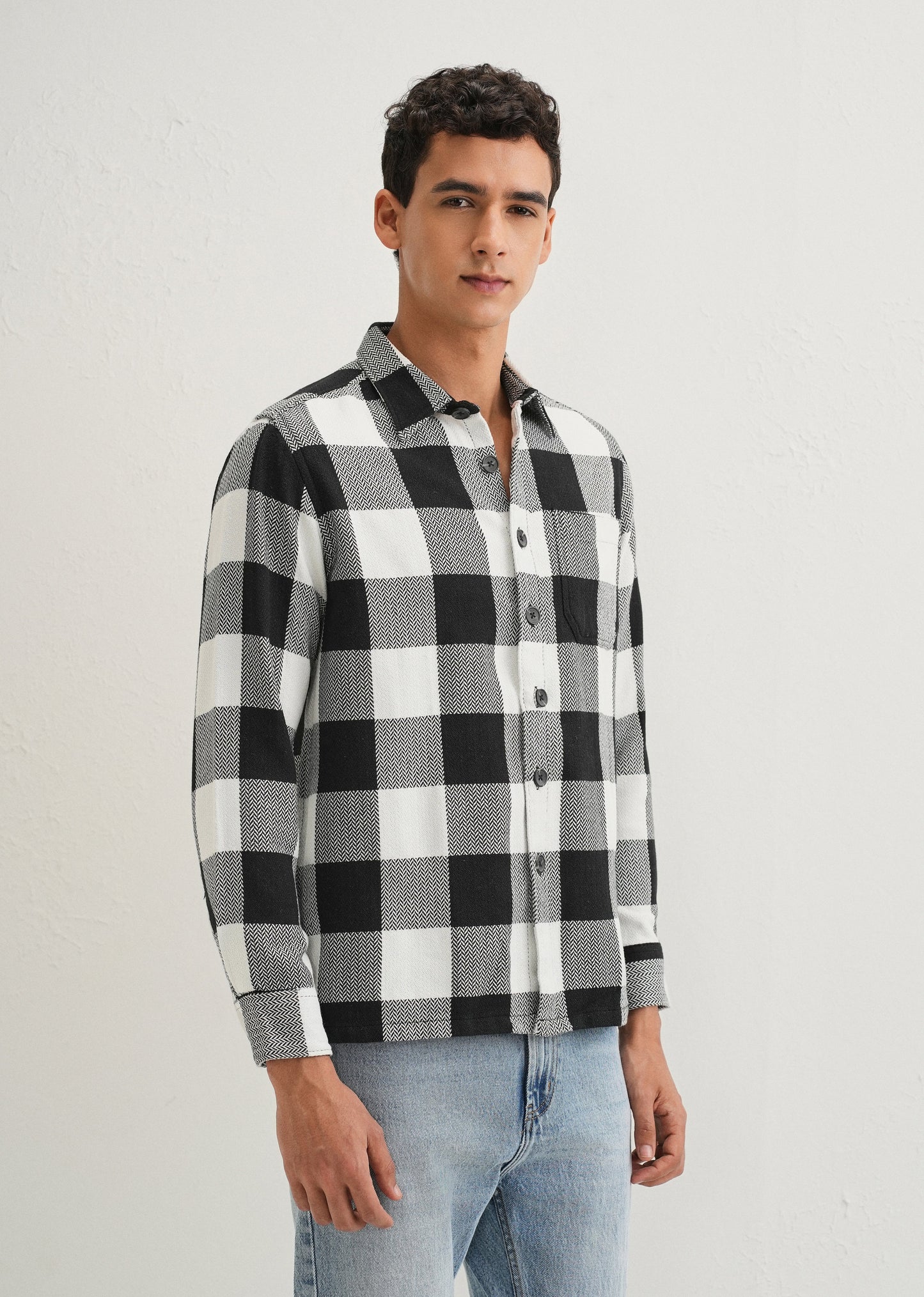 Black Checked Overshirt