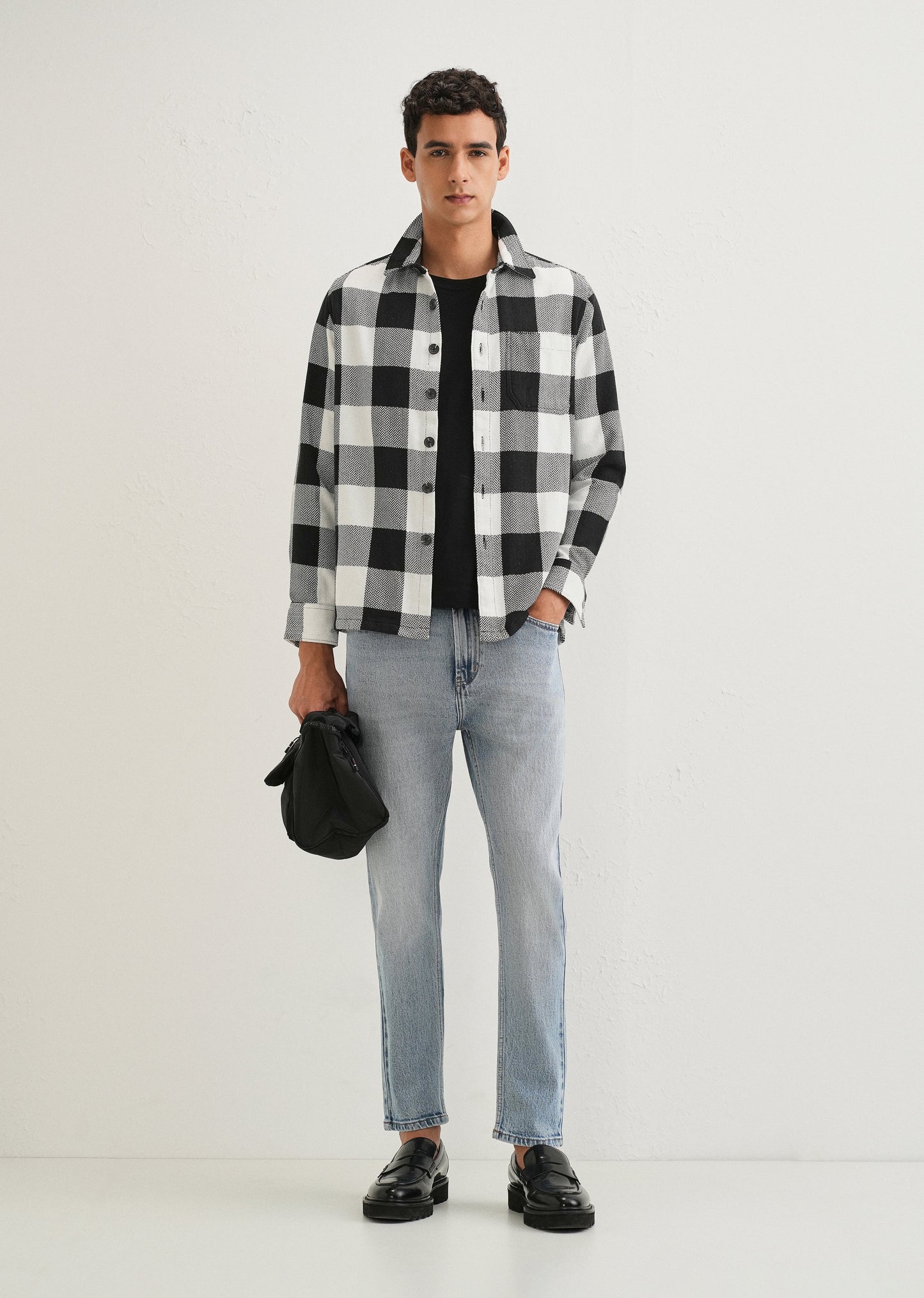 Black Checked Overshirt