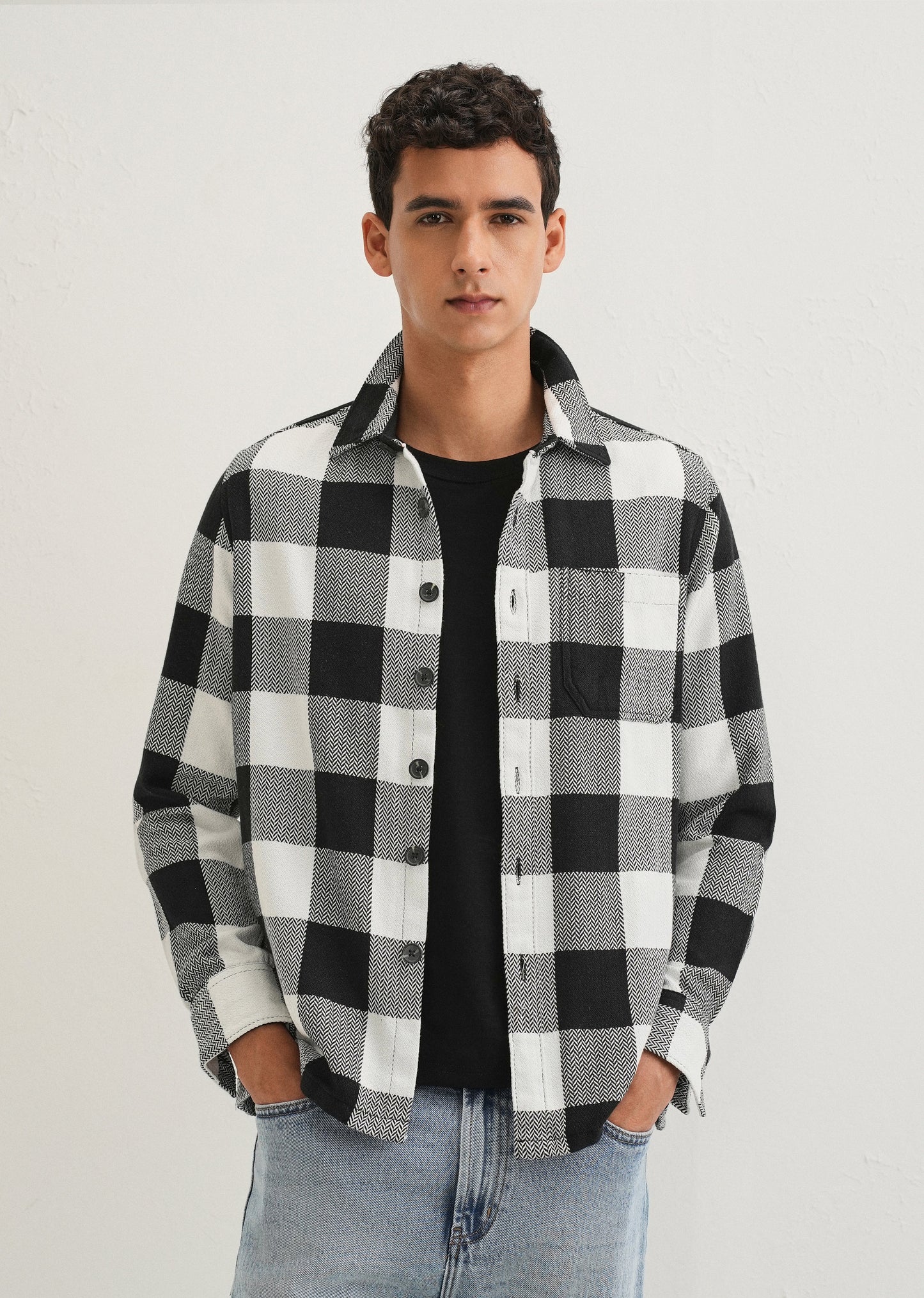 Black Checked Overshirt