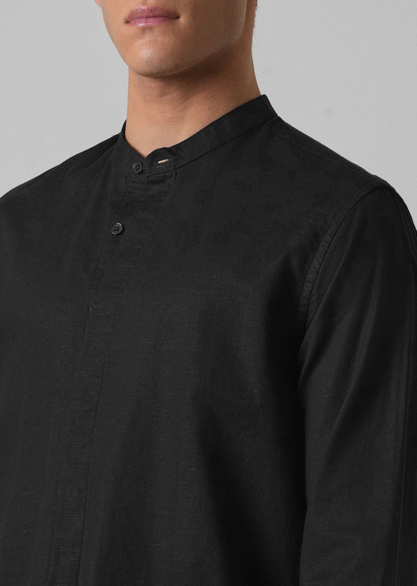 Black Cotton Linen Shirt