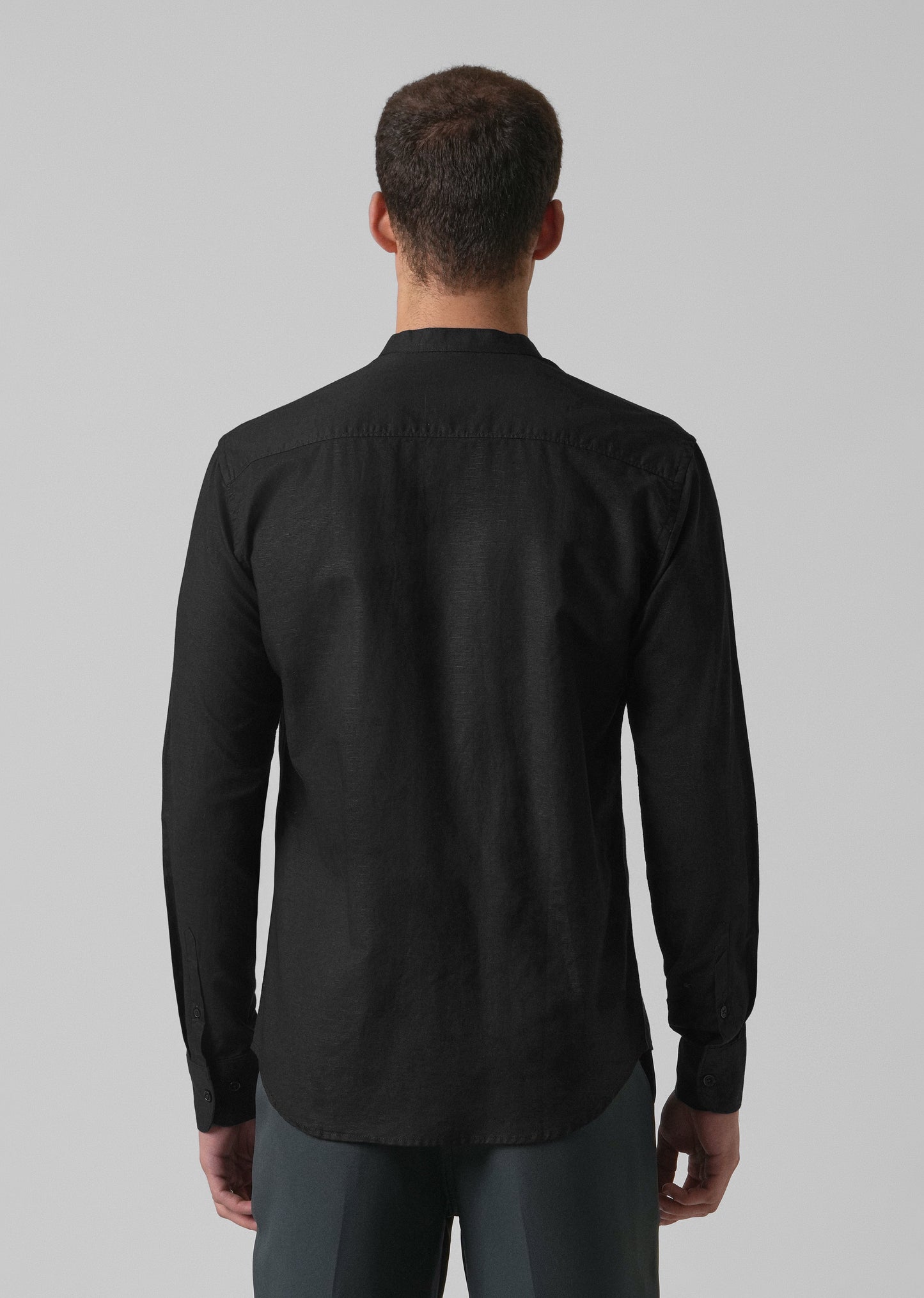 Black Cotton Linen Shirt