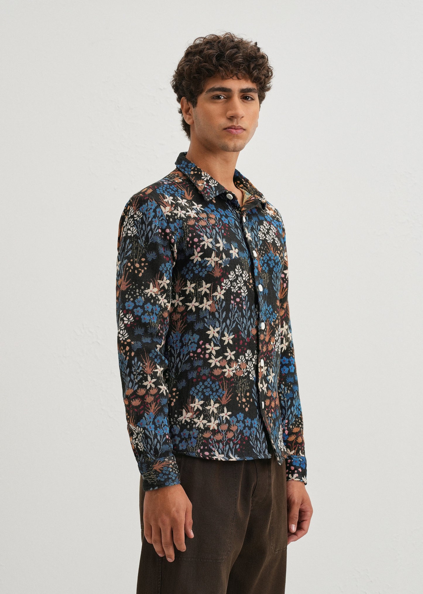 Black Floral Jacquard Shacket