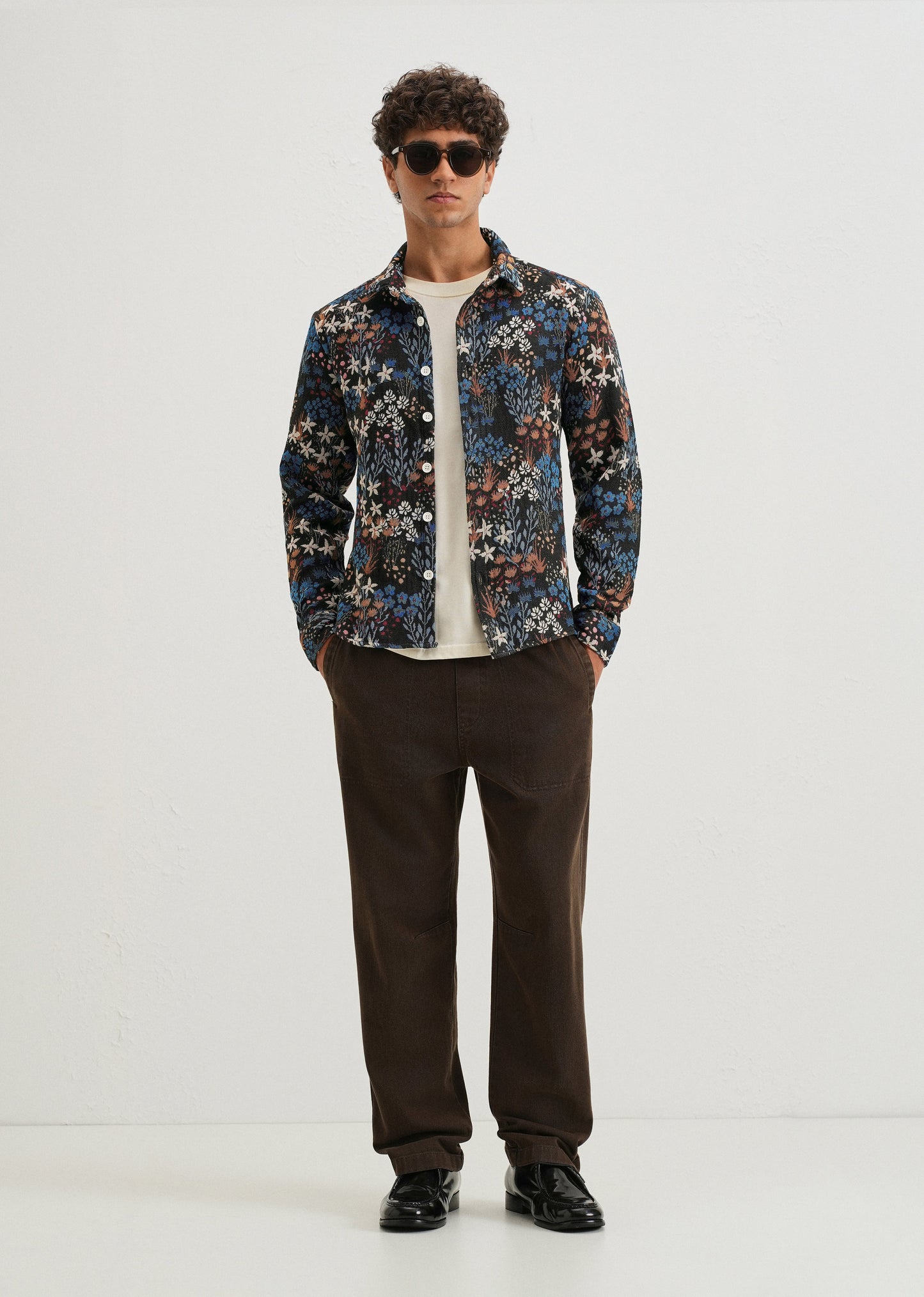 Black Floral Jacquard Shacket