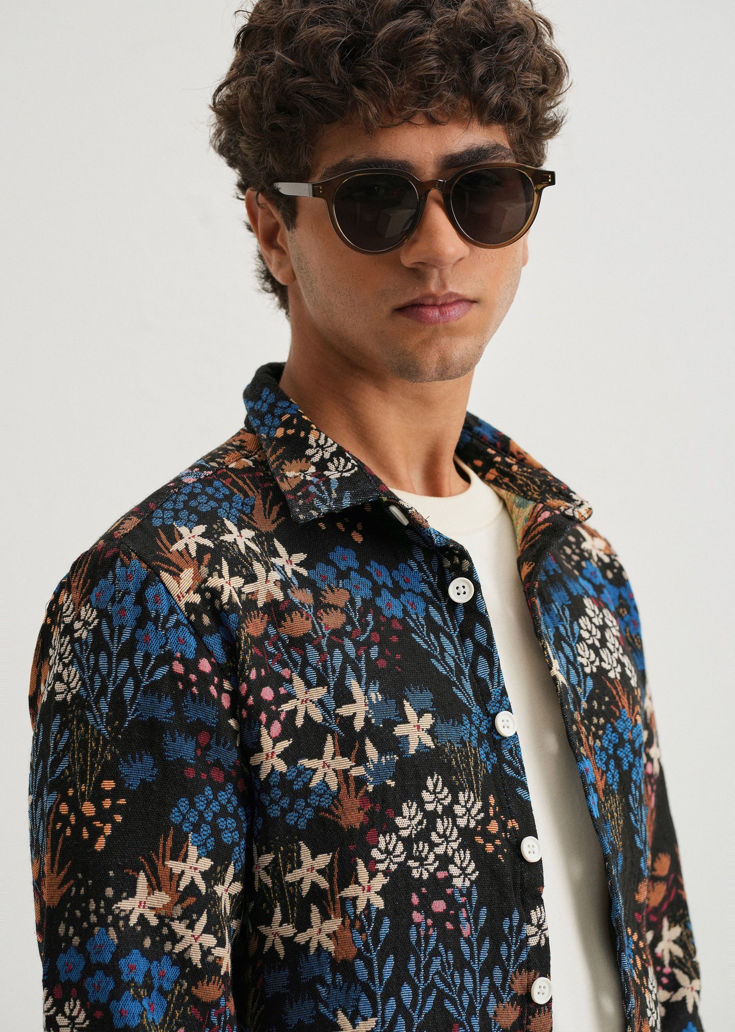 Black Floral Jacquard Shacket