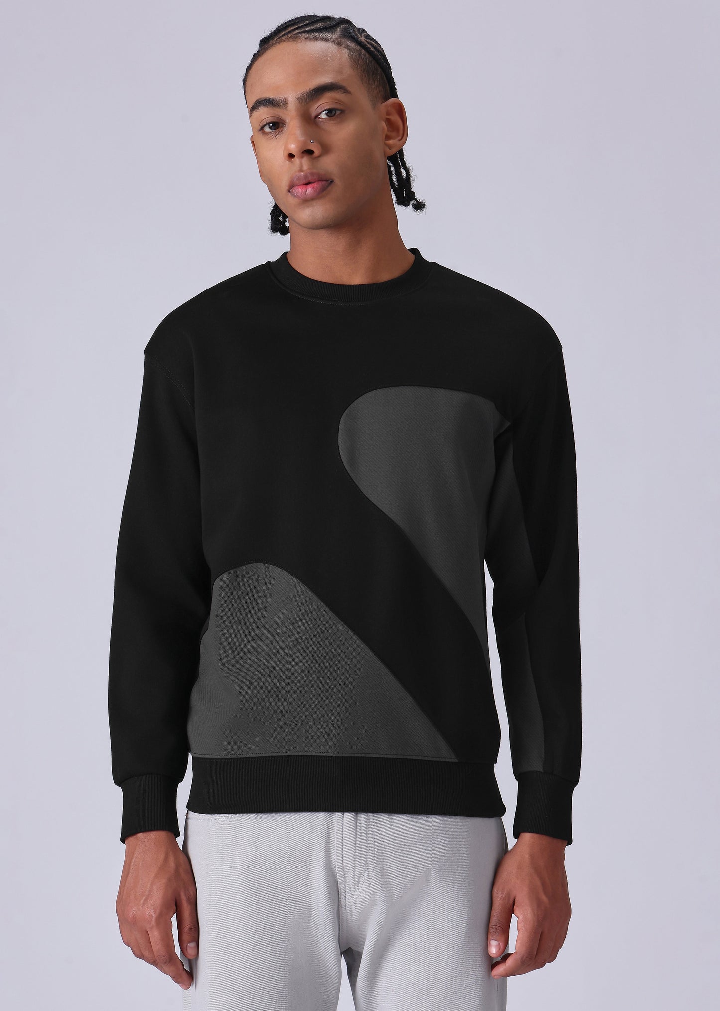 Black Grey Colorblock Sweatshirt