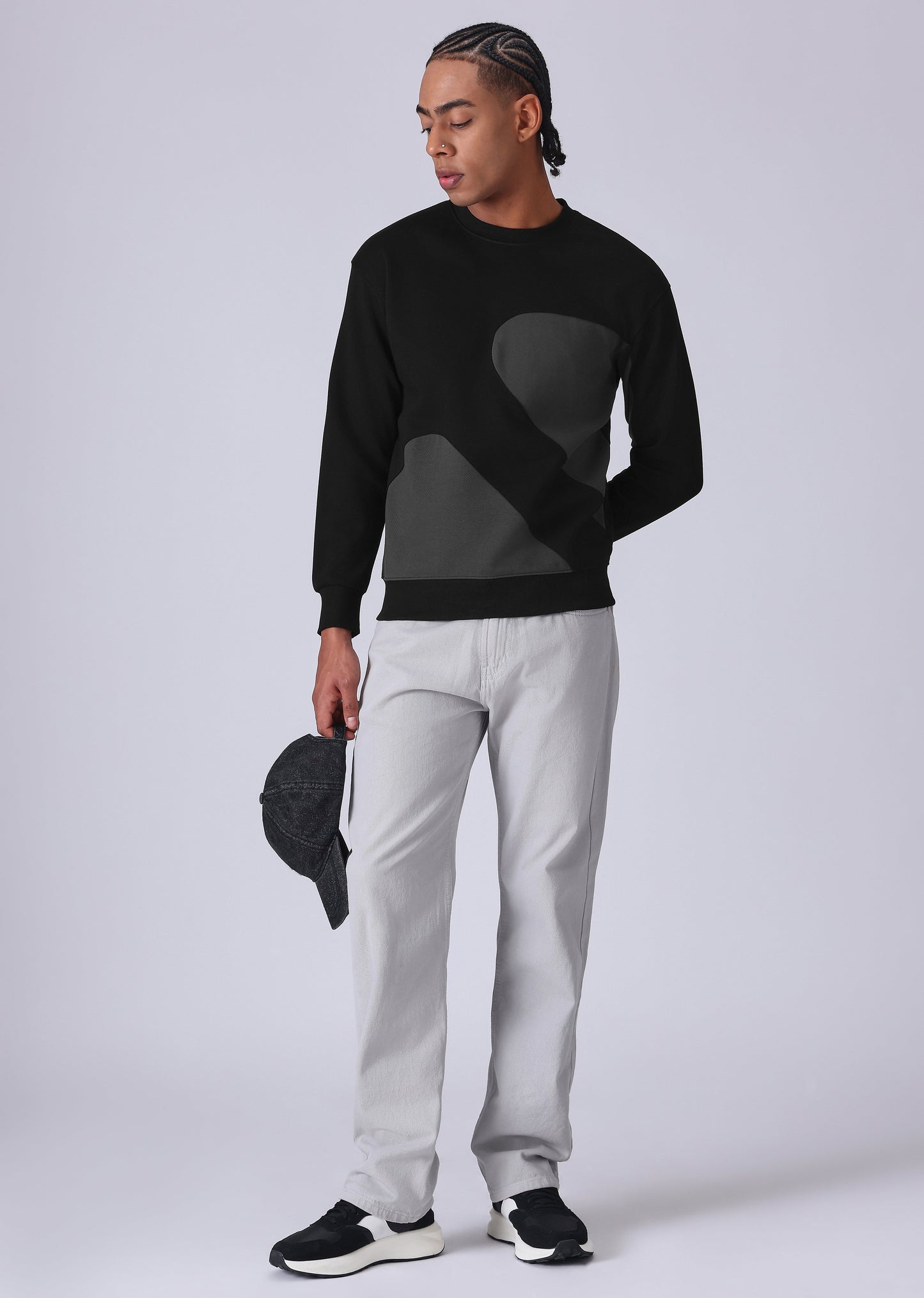 Black Grey Colorblock Sweatshirt