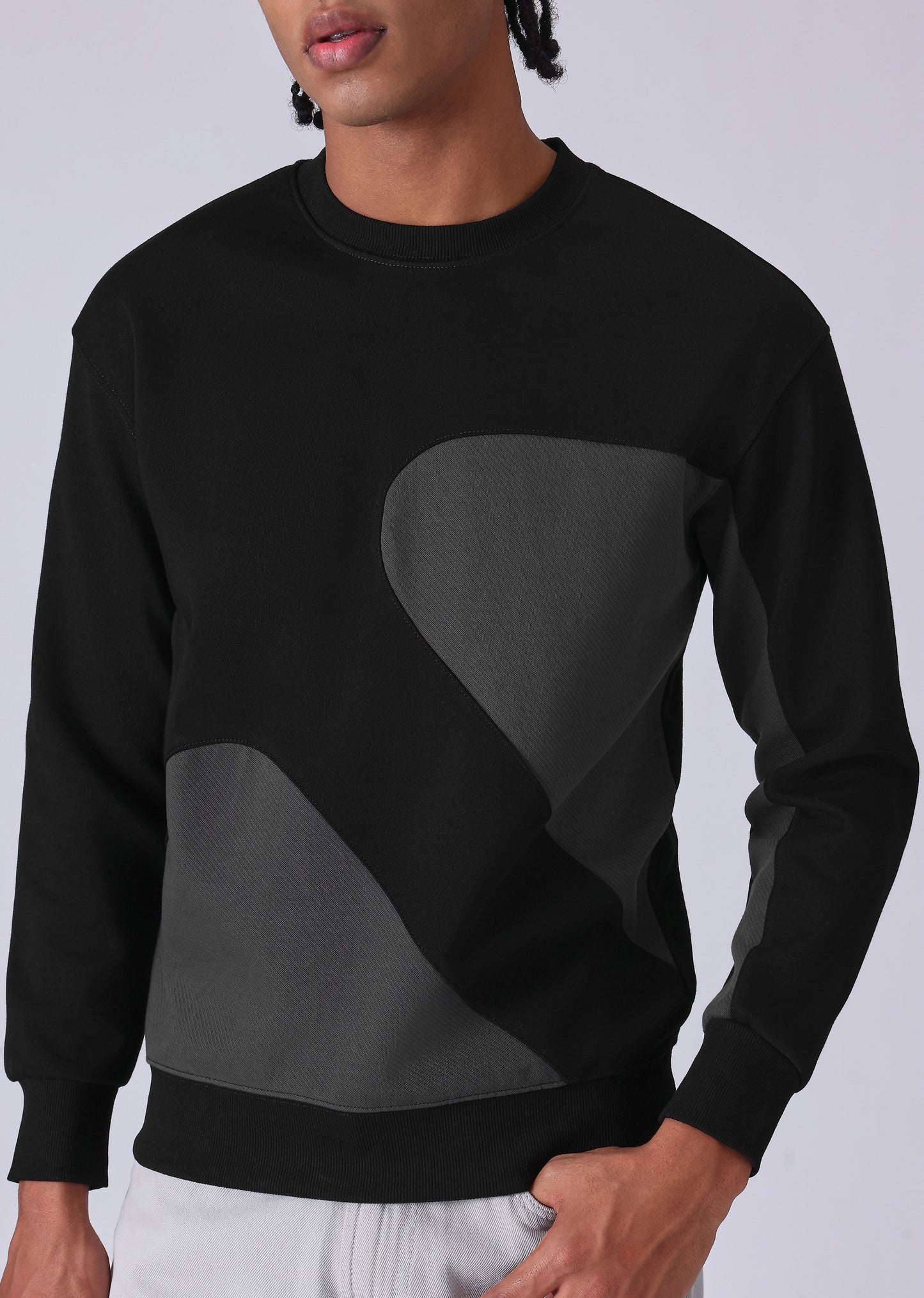 Black Grey Colorblock Sweatshirt