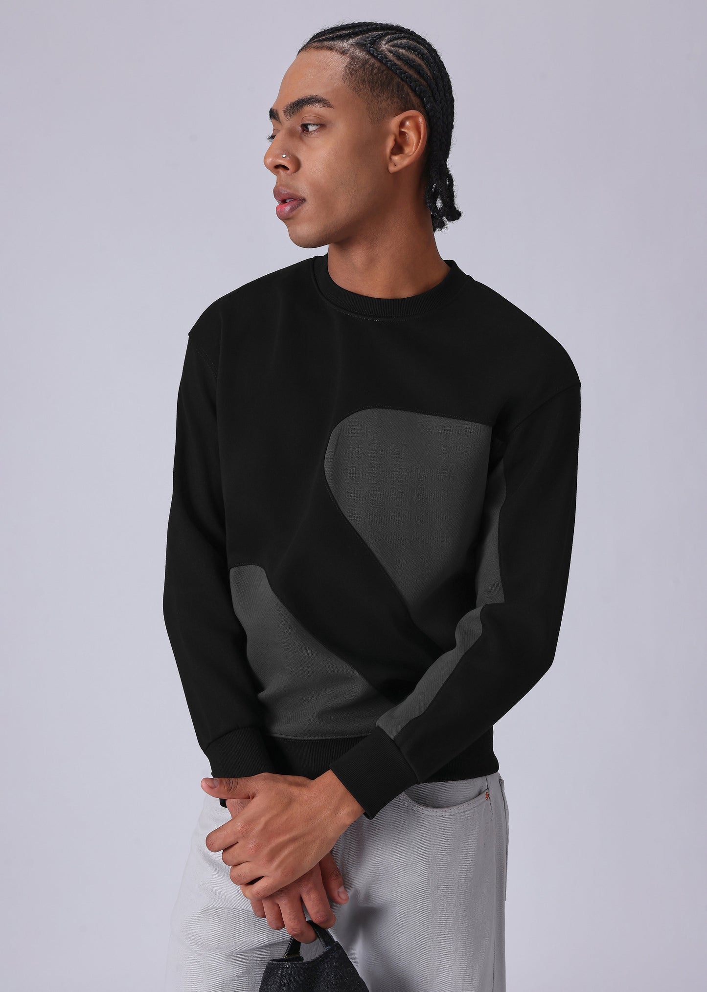 Black Grey Colorblock Sweatshirt
