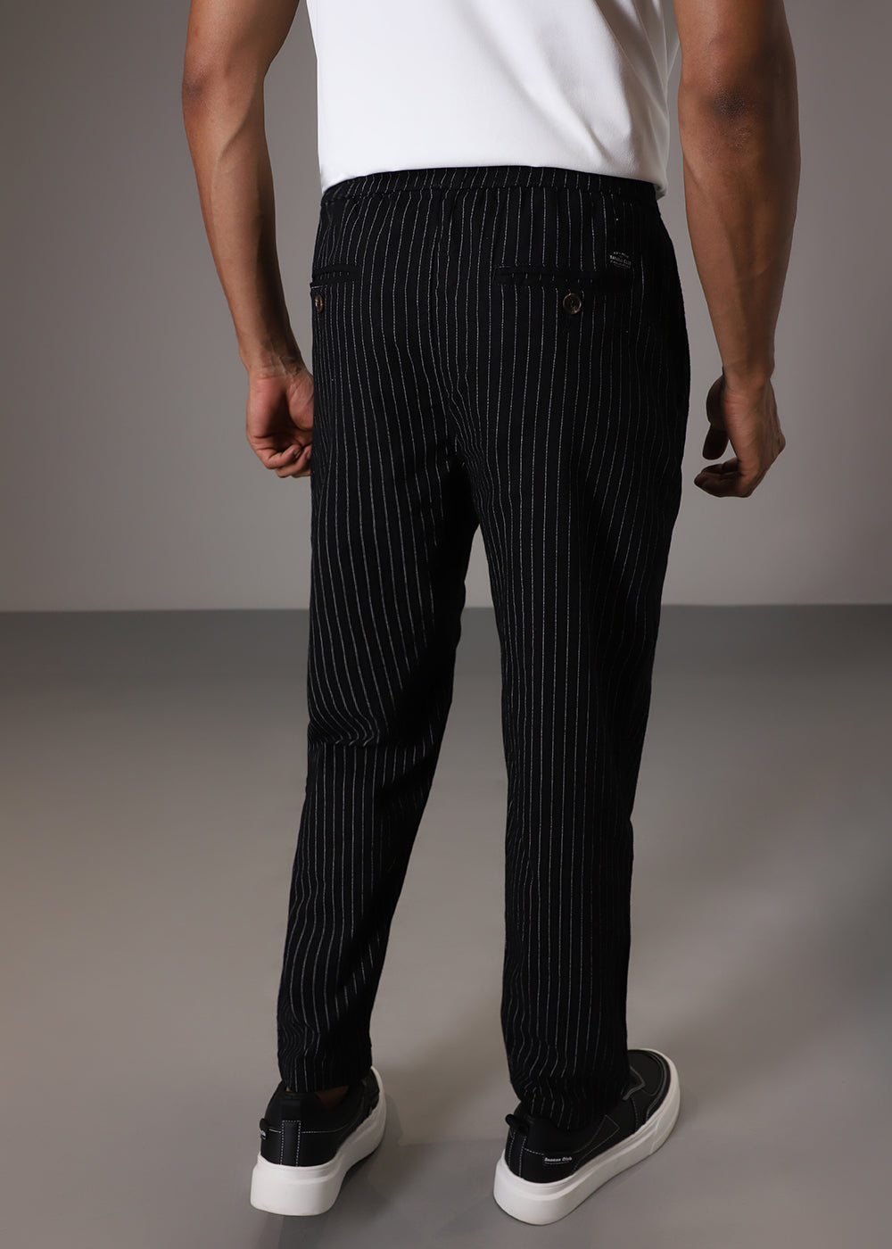 Black Pin Cotton Linen Pant