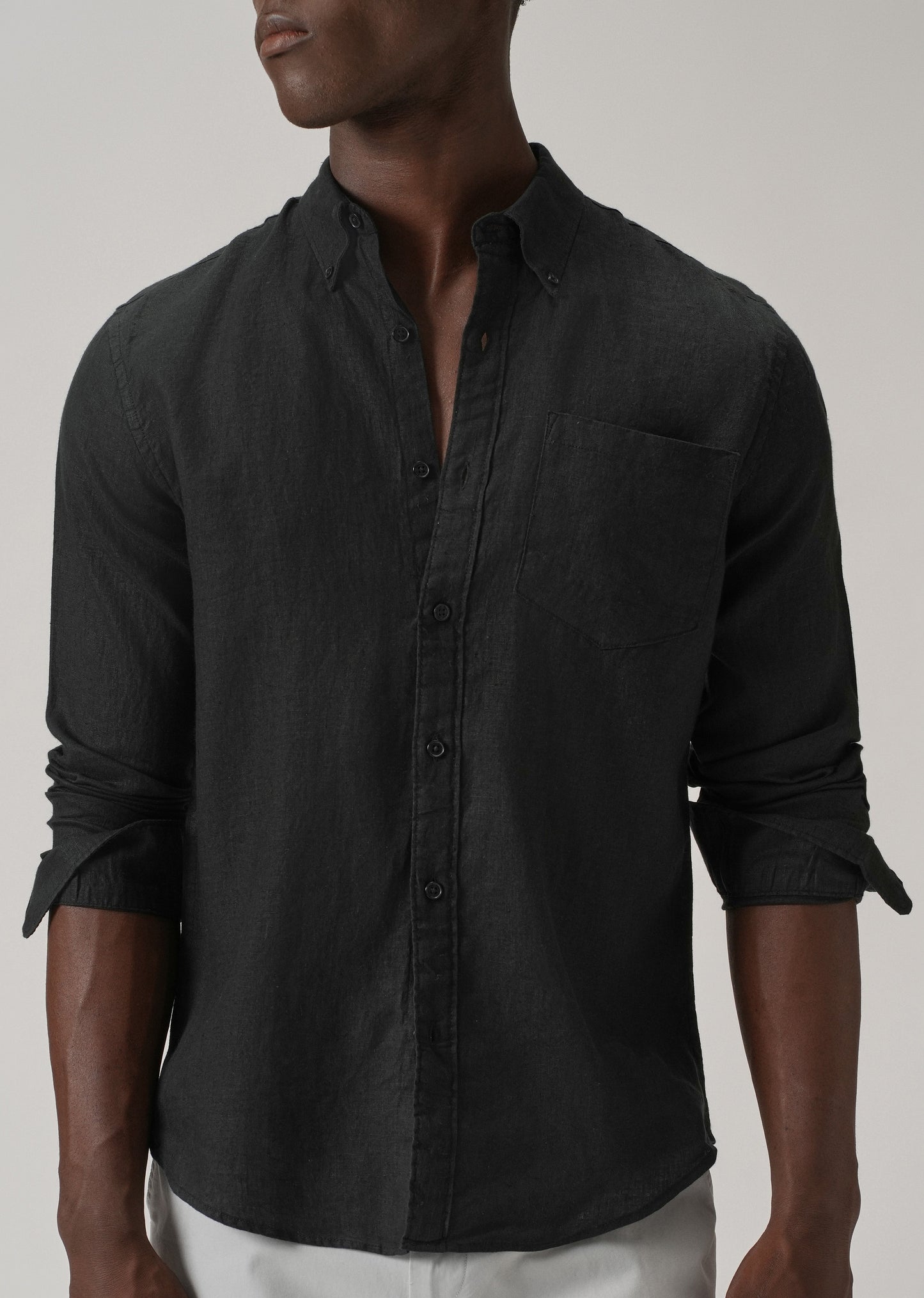 100% Pure Black Linen Shirt