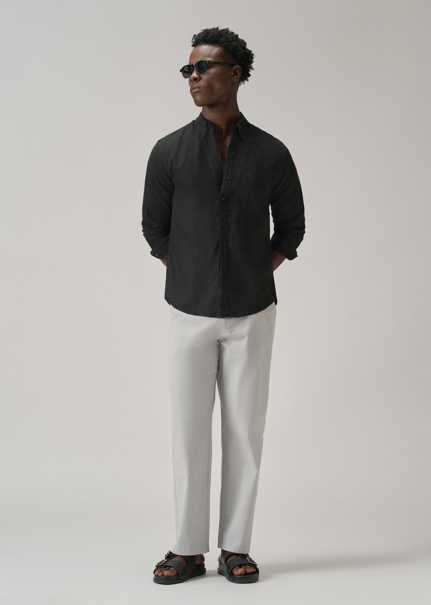 100% Pure Black Linen Shirt