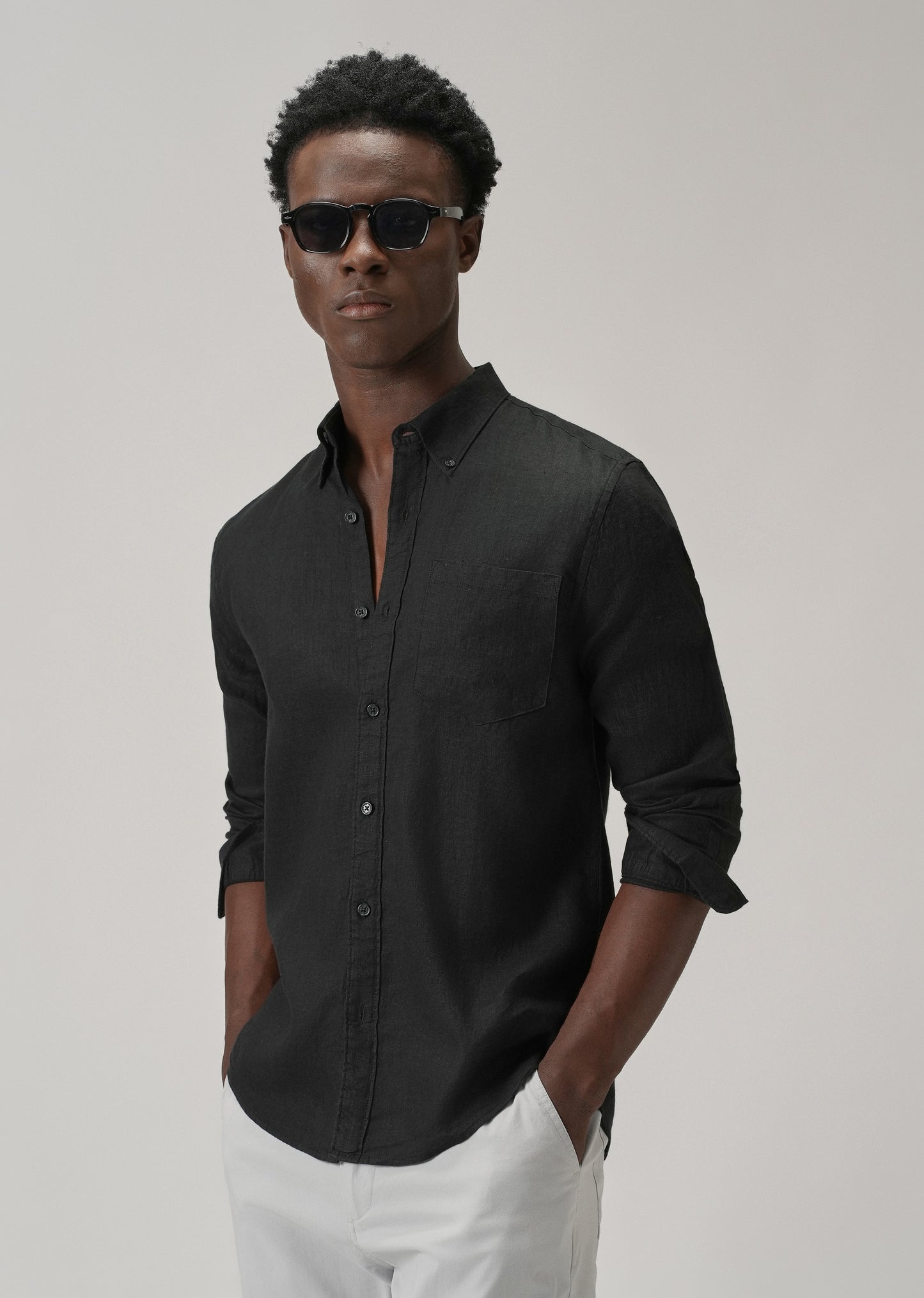 100% Pure Black Linen Shirt