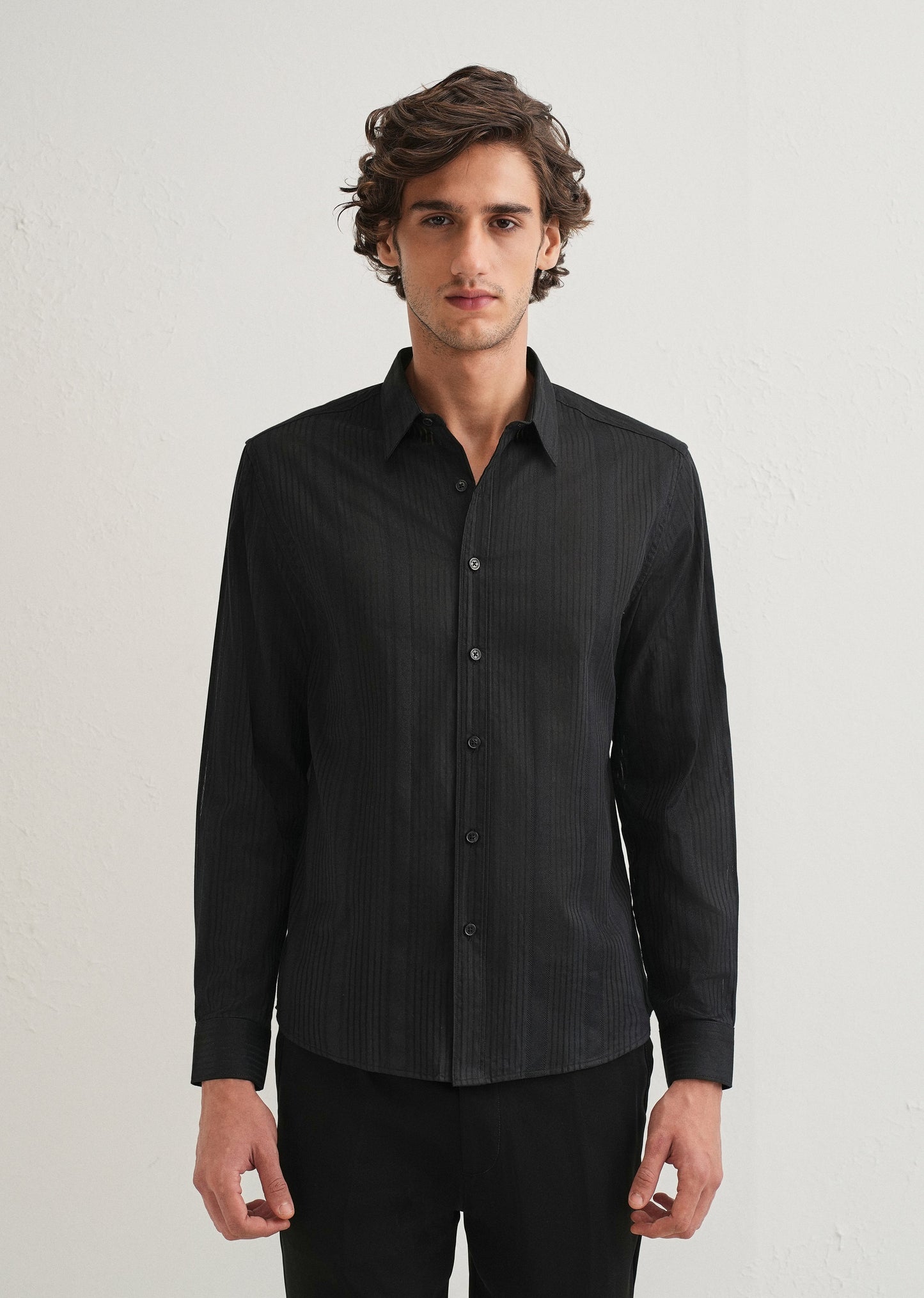 Black Self Striped Shirt