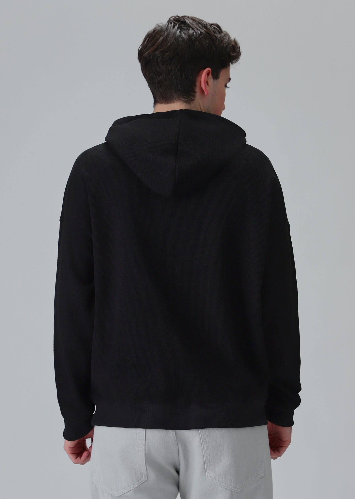 Black Textured Hoodie