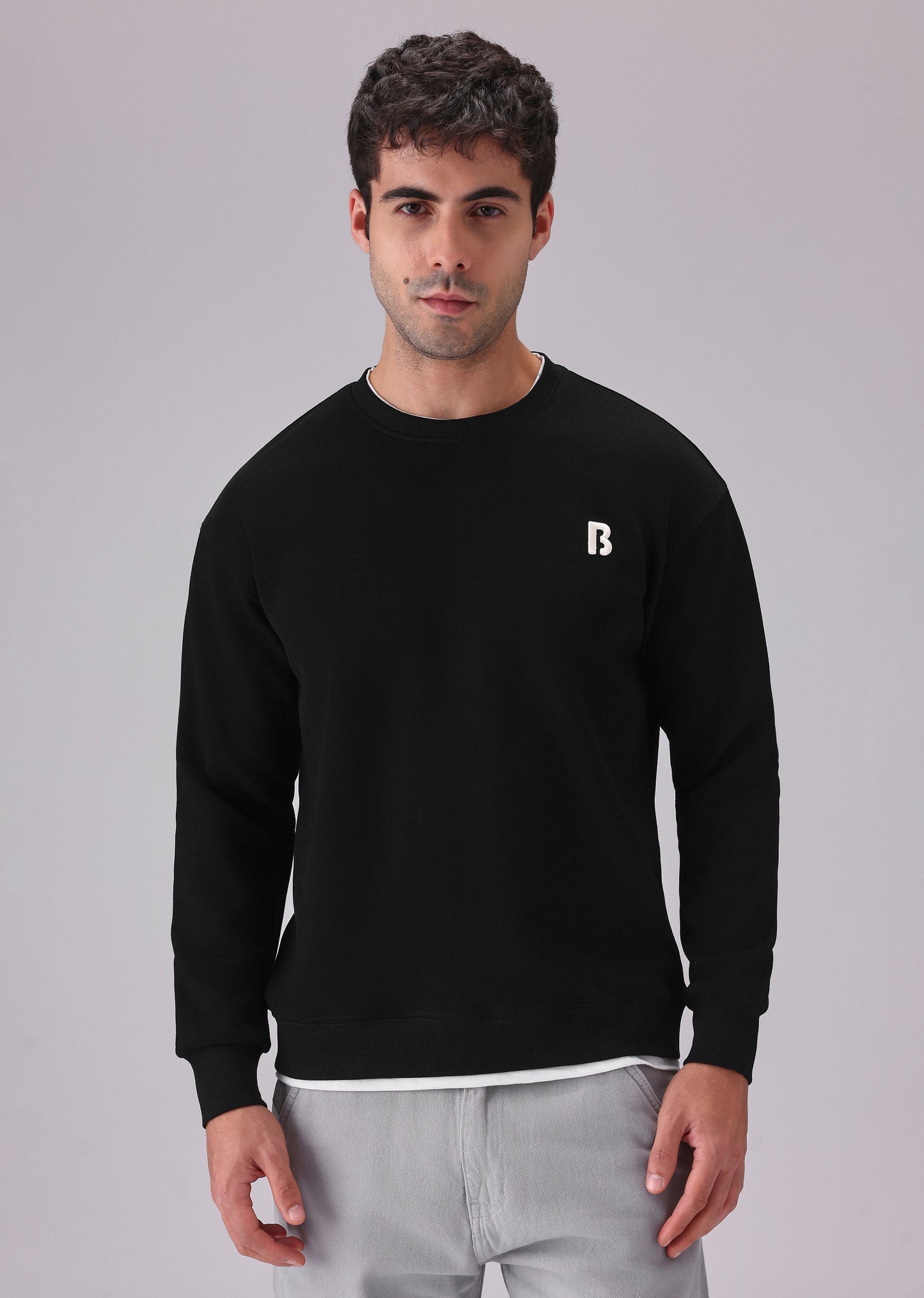 Black White Contrast Sweatshirt