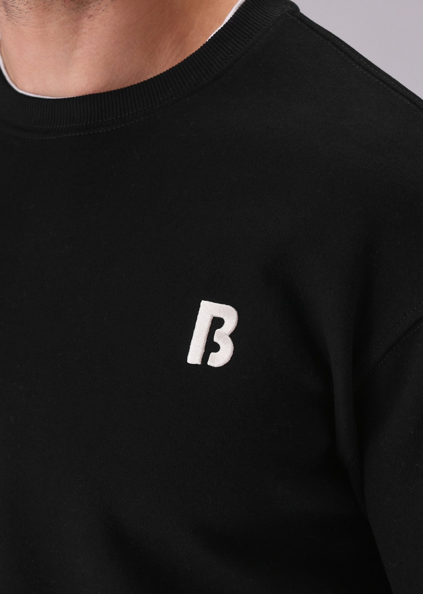 Black White Contrast Sweatshirt