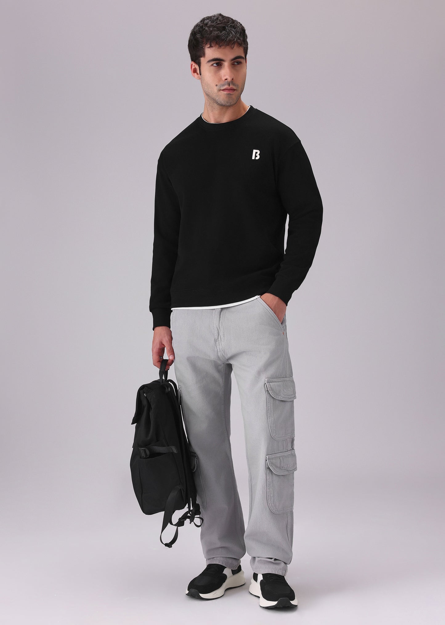 Black White Contrast Sweatshirt