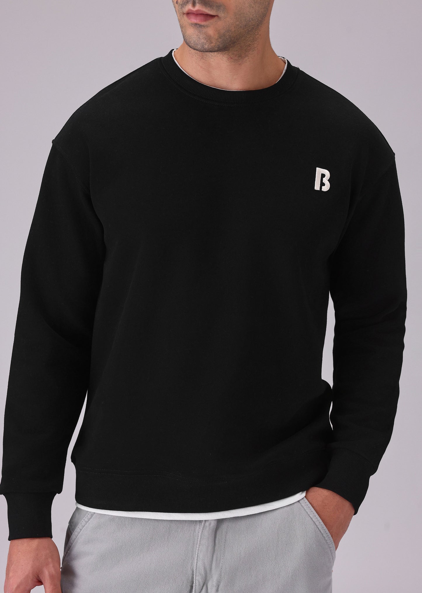 Black White Contrast Sweatshirt