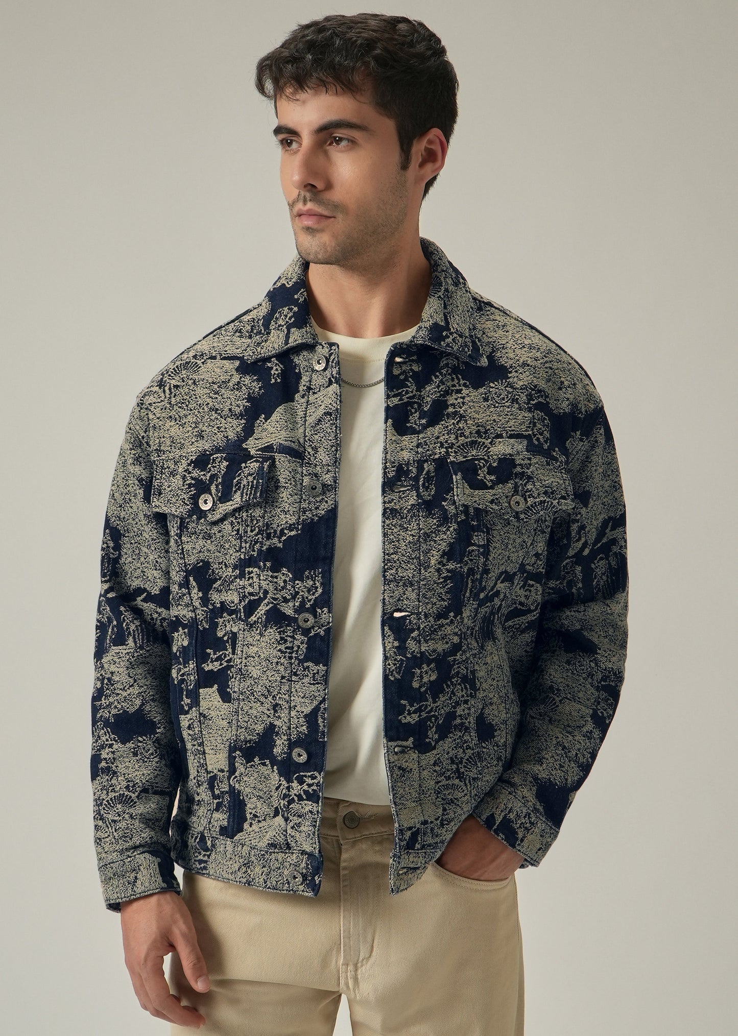 Blue Denim Jacquard Jacket