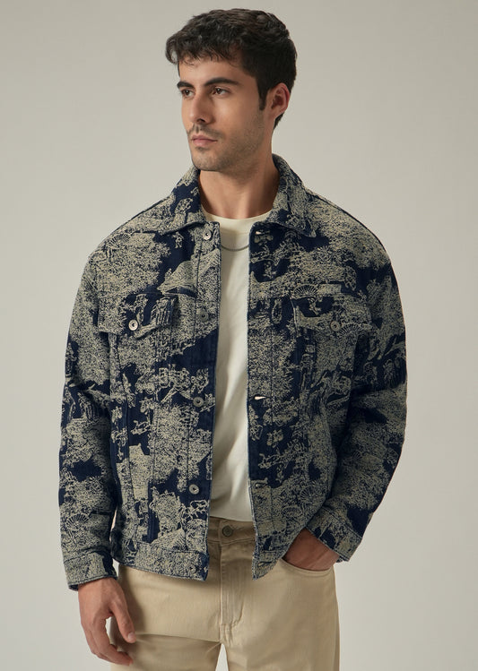 Blue Denim Jacquard Jacket