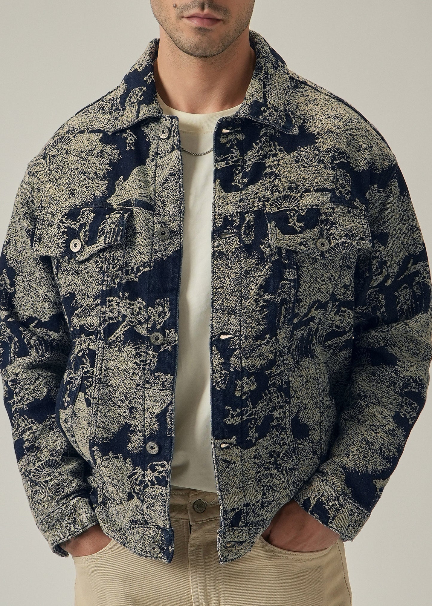 Blue Denim Jacquard Jacket