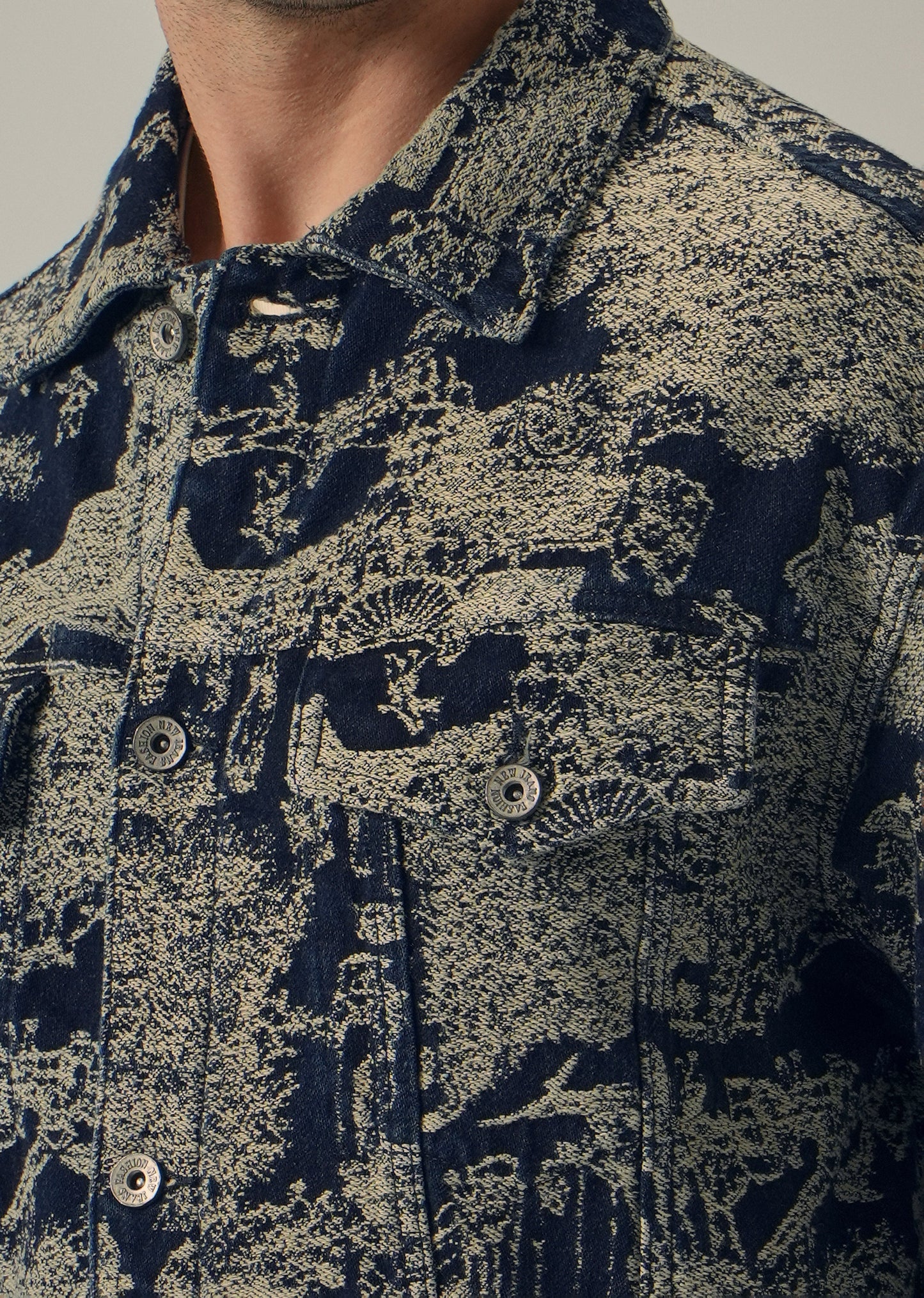 Blue Denim Jacquard Jacket