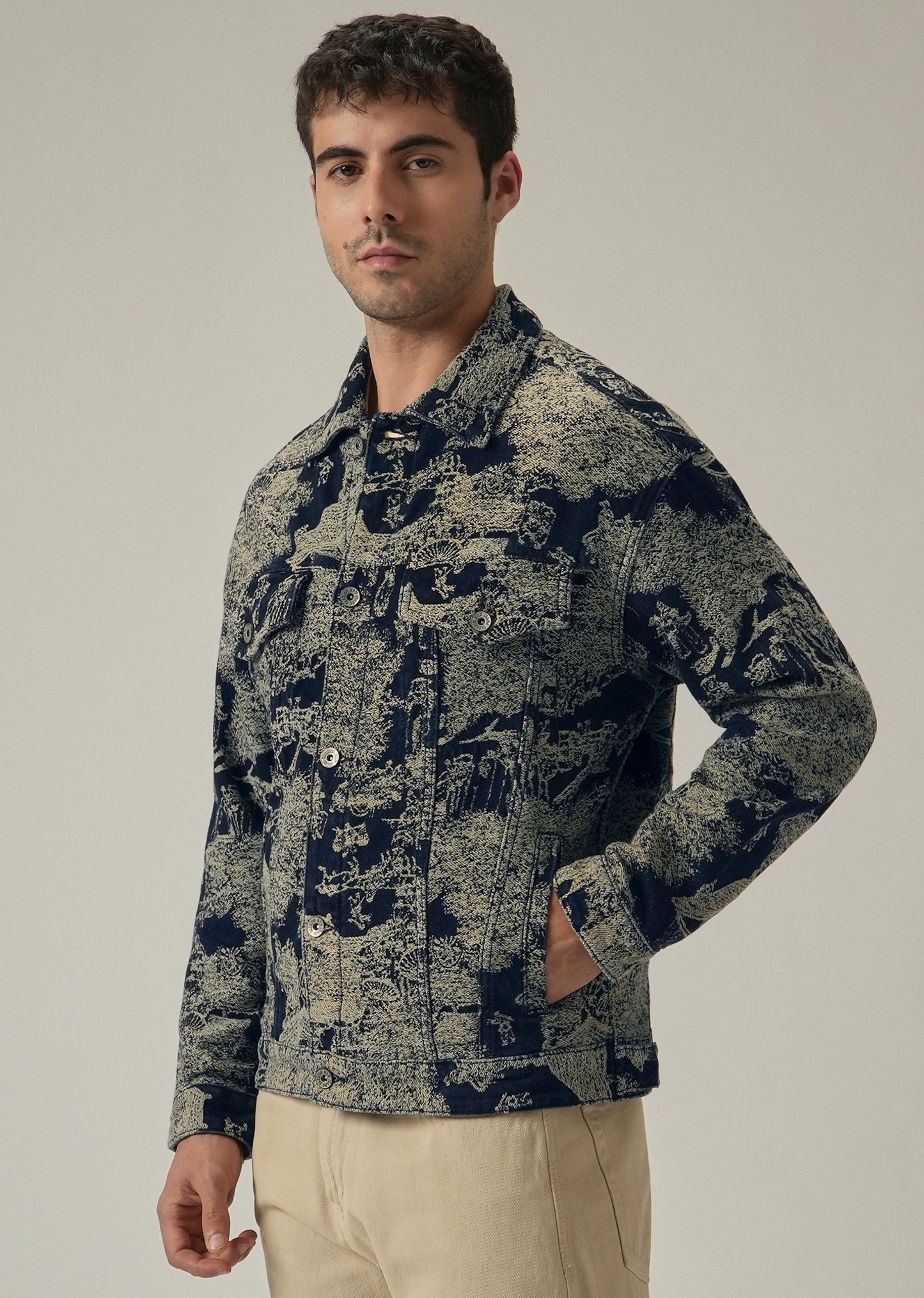 Blue Denim Jacquard Jacket