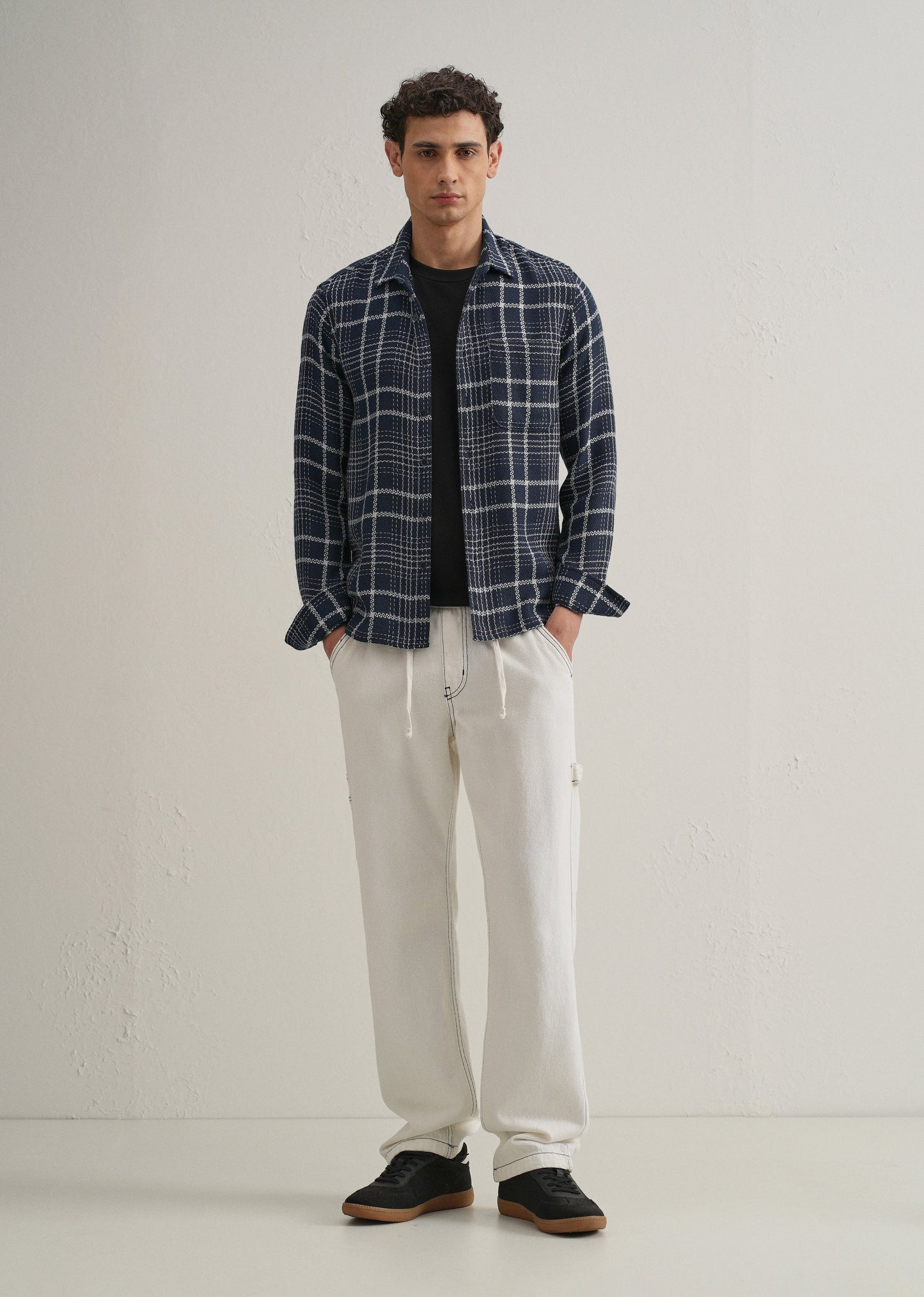 Blue Dobby Check Shirt