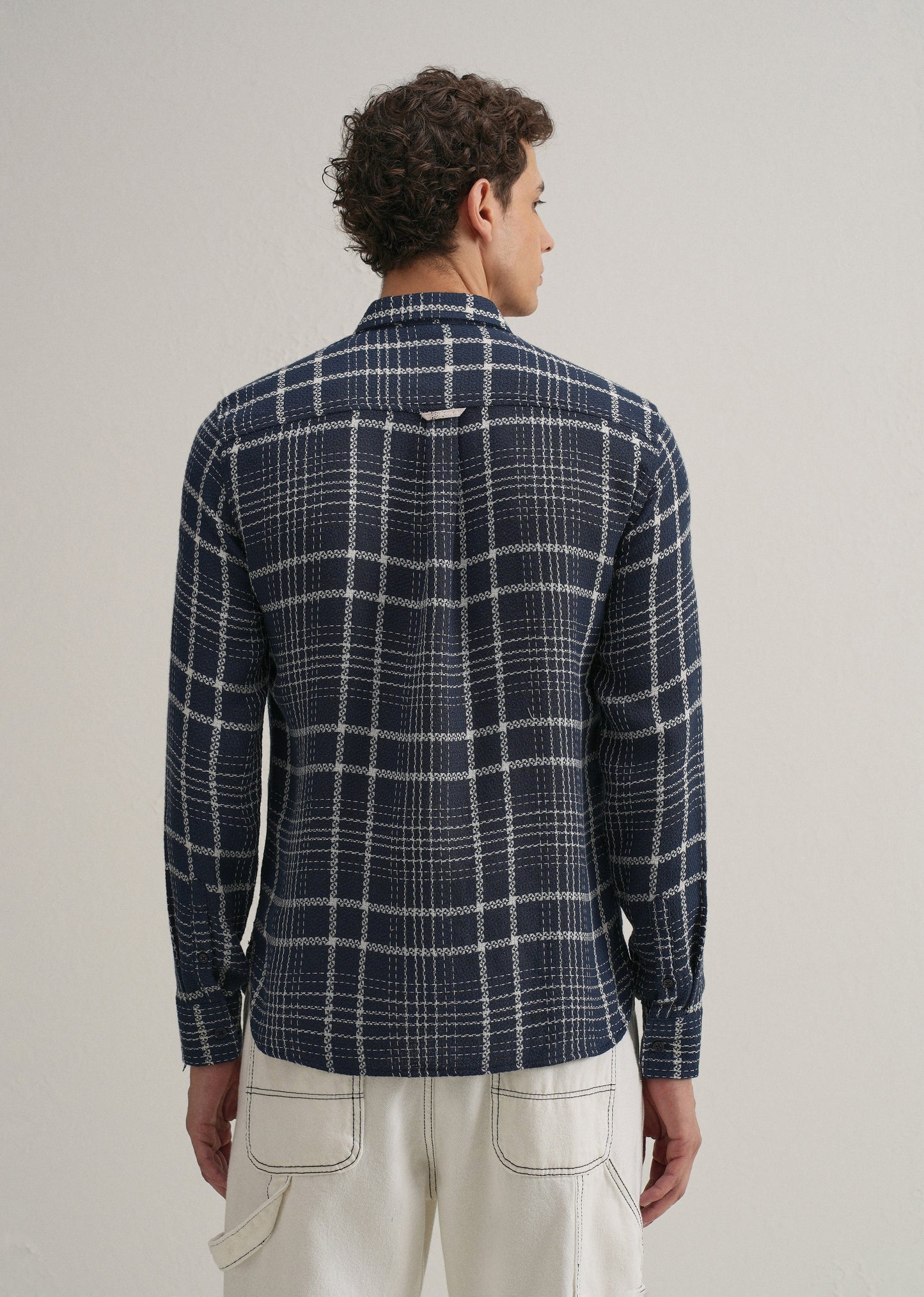 Blue Dobby Check Shirt