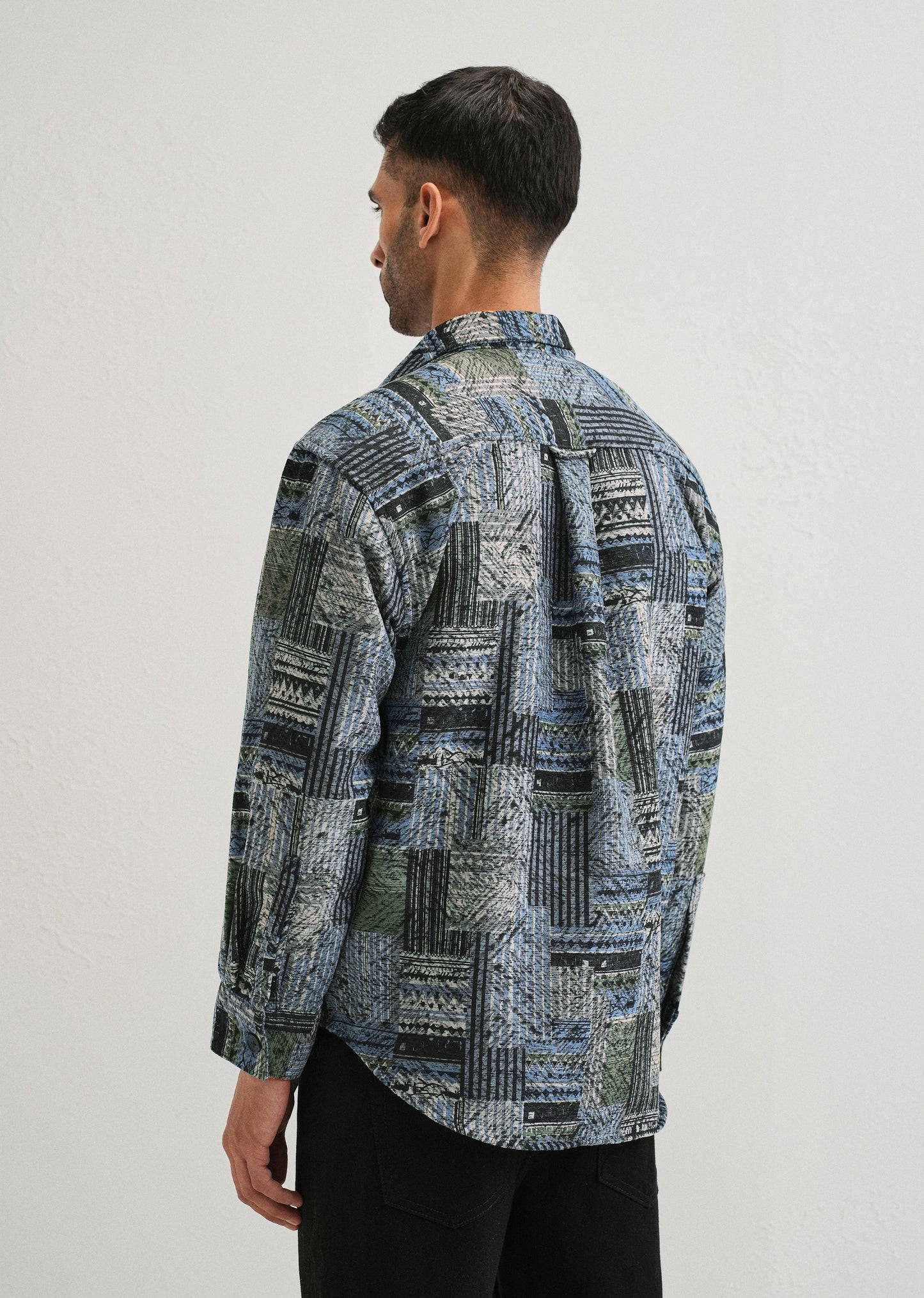 Blue Line Abstract Regular Fit Shacket