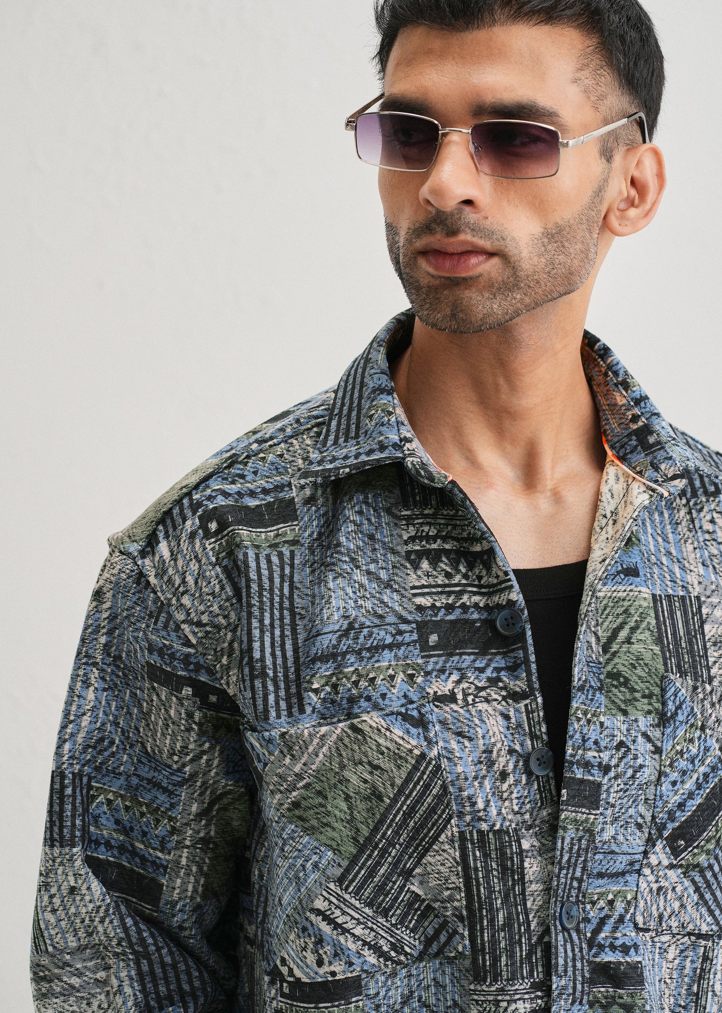 Blue Line Abstract Regular Fit Shacket