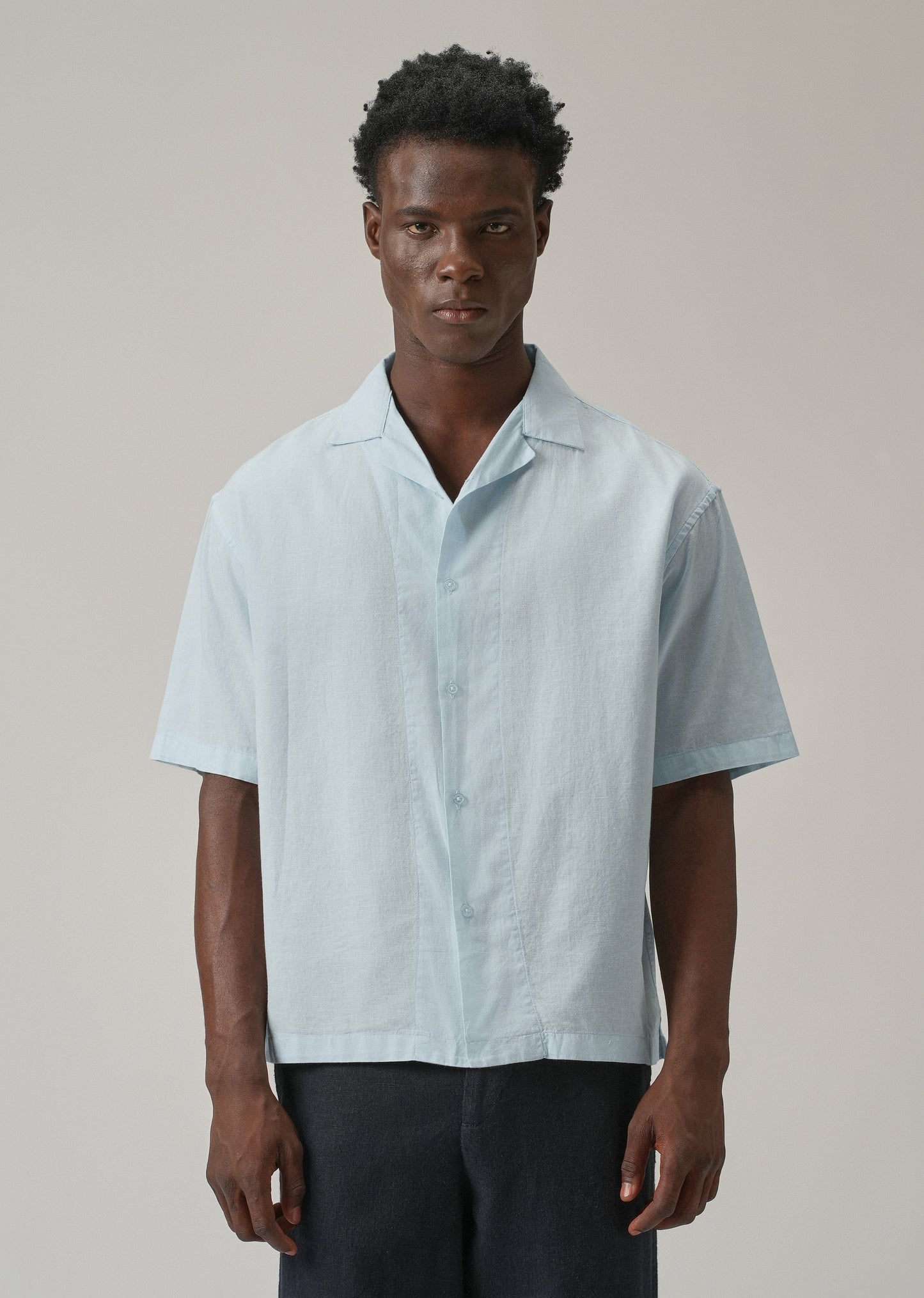 Blue Cotton Linen Shirt