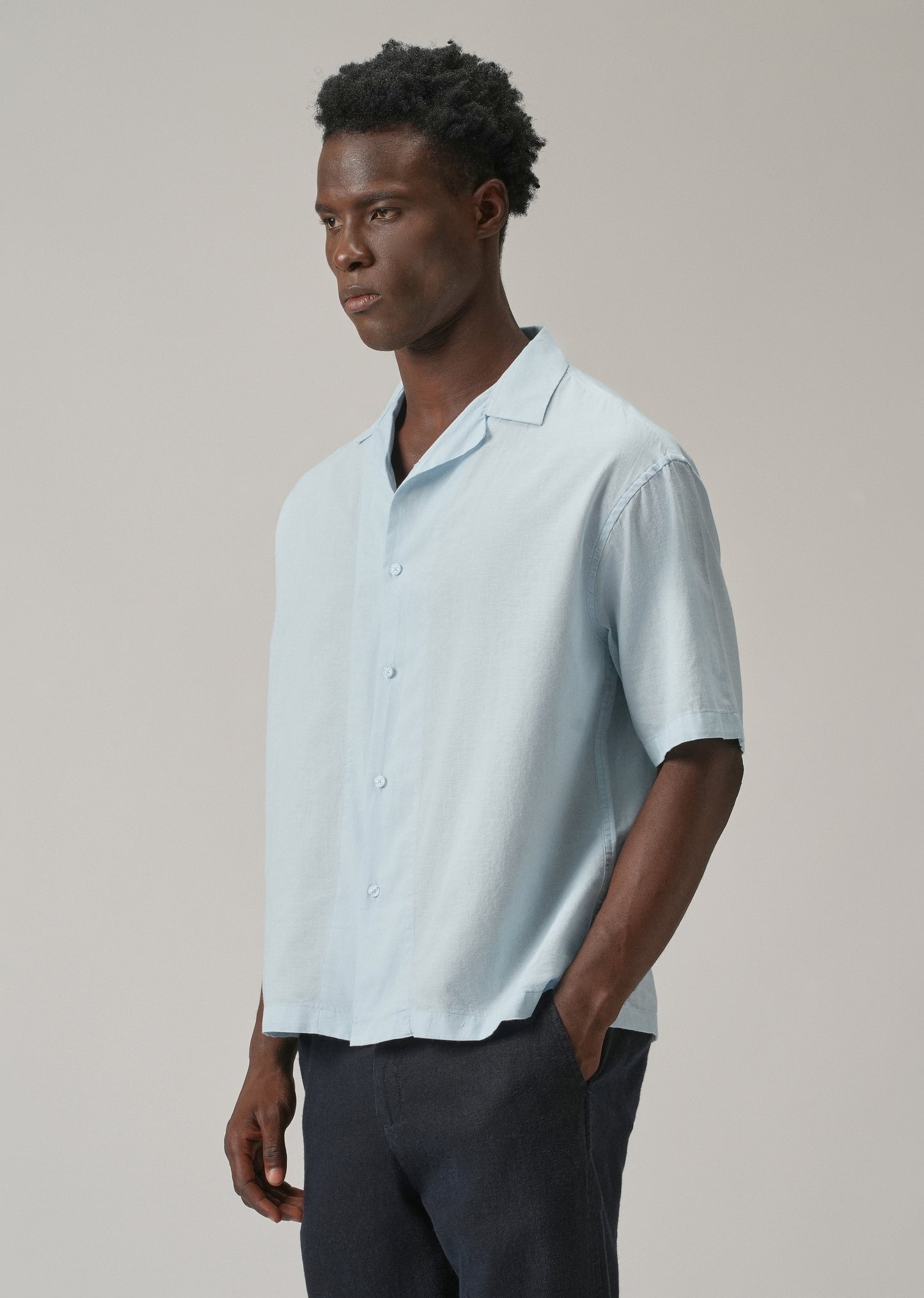 Blue Cotton Linen Shirt
