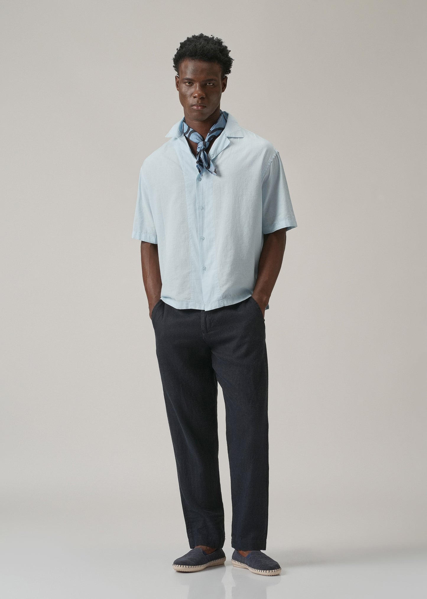 Blue Cotton Linen Shirt