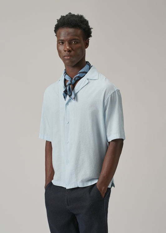 Blue Cotton Linen Shirt