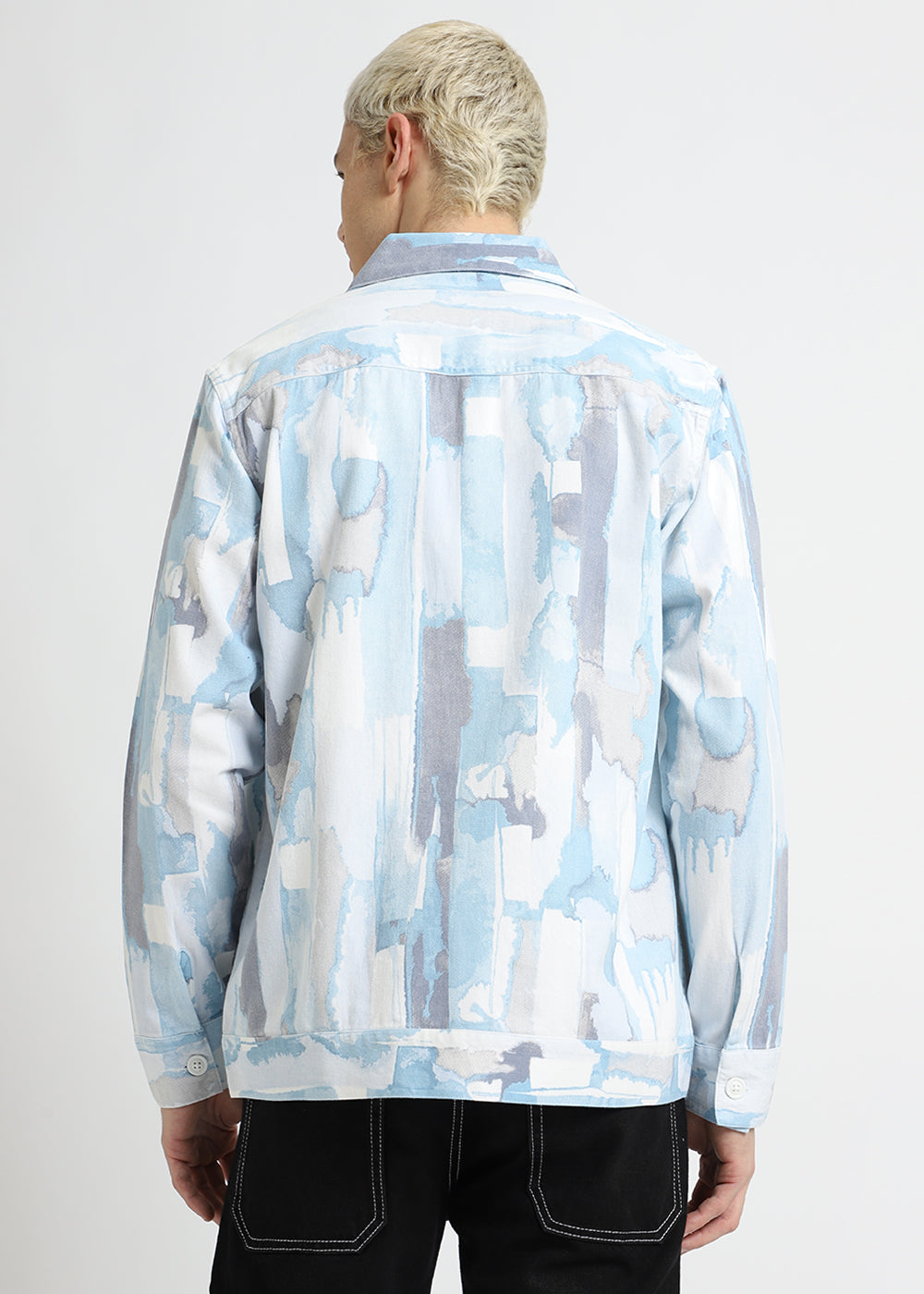 Pastel Blue Printed Summer Jacket