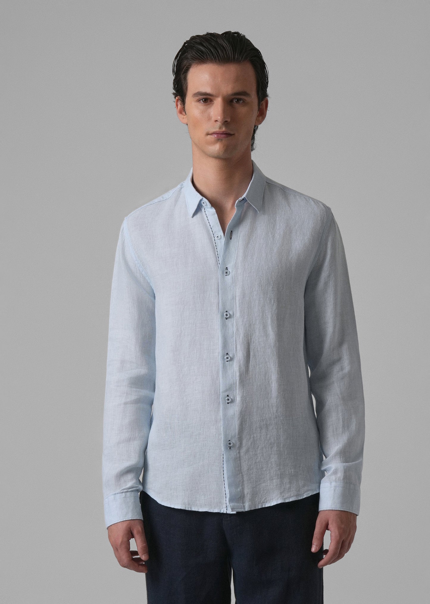 Blue Pure Linen Shirt