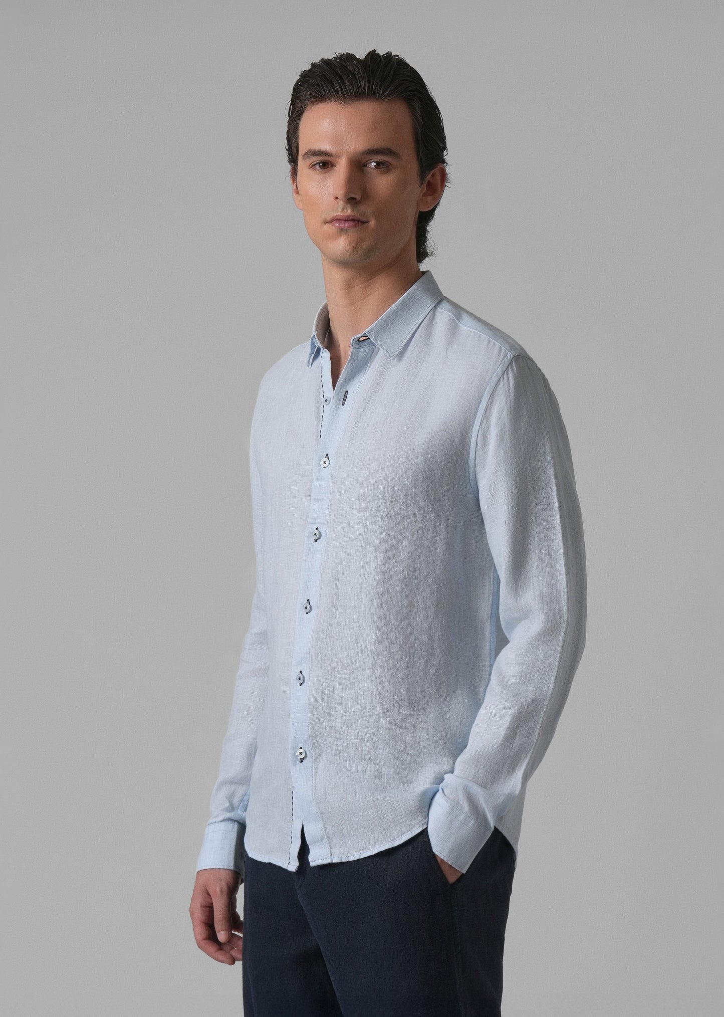 Blue Pure Linen Shirt