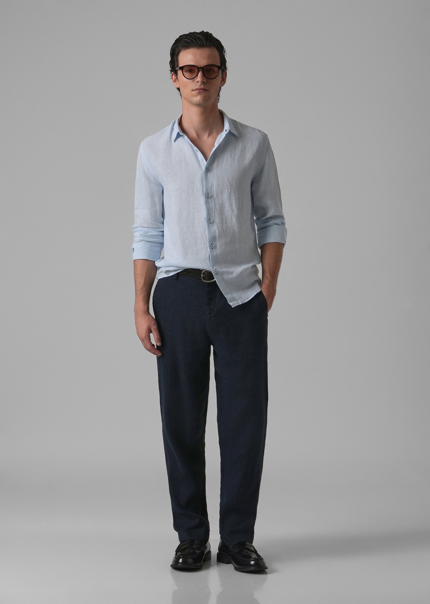 Blue Pure Linen Shirt