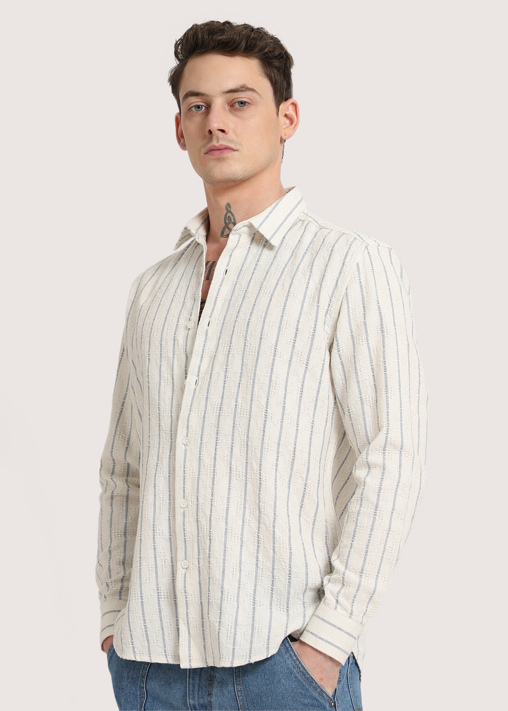 Blue Stripe Textured Shirt