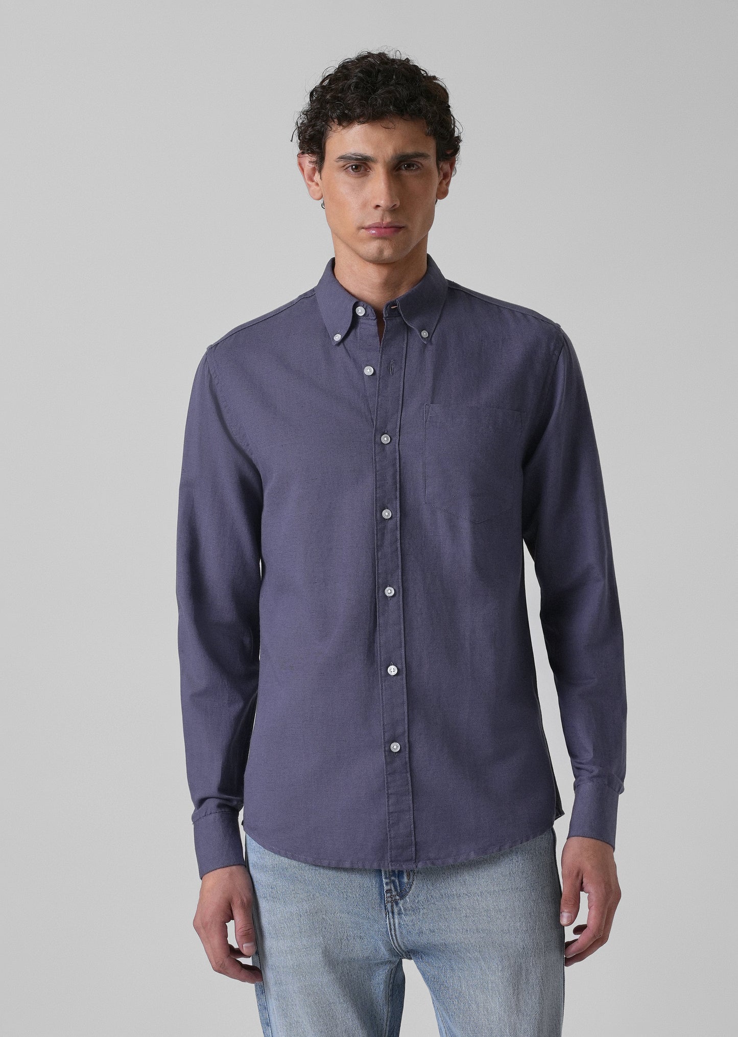 Blue Violet Cotton Linen Shirt