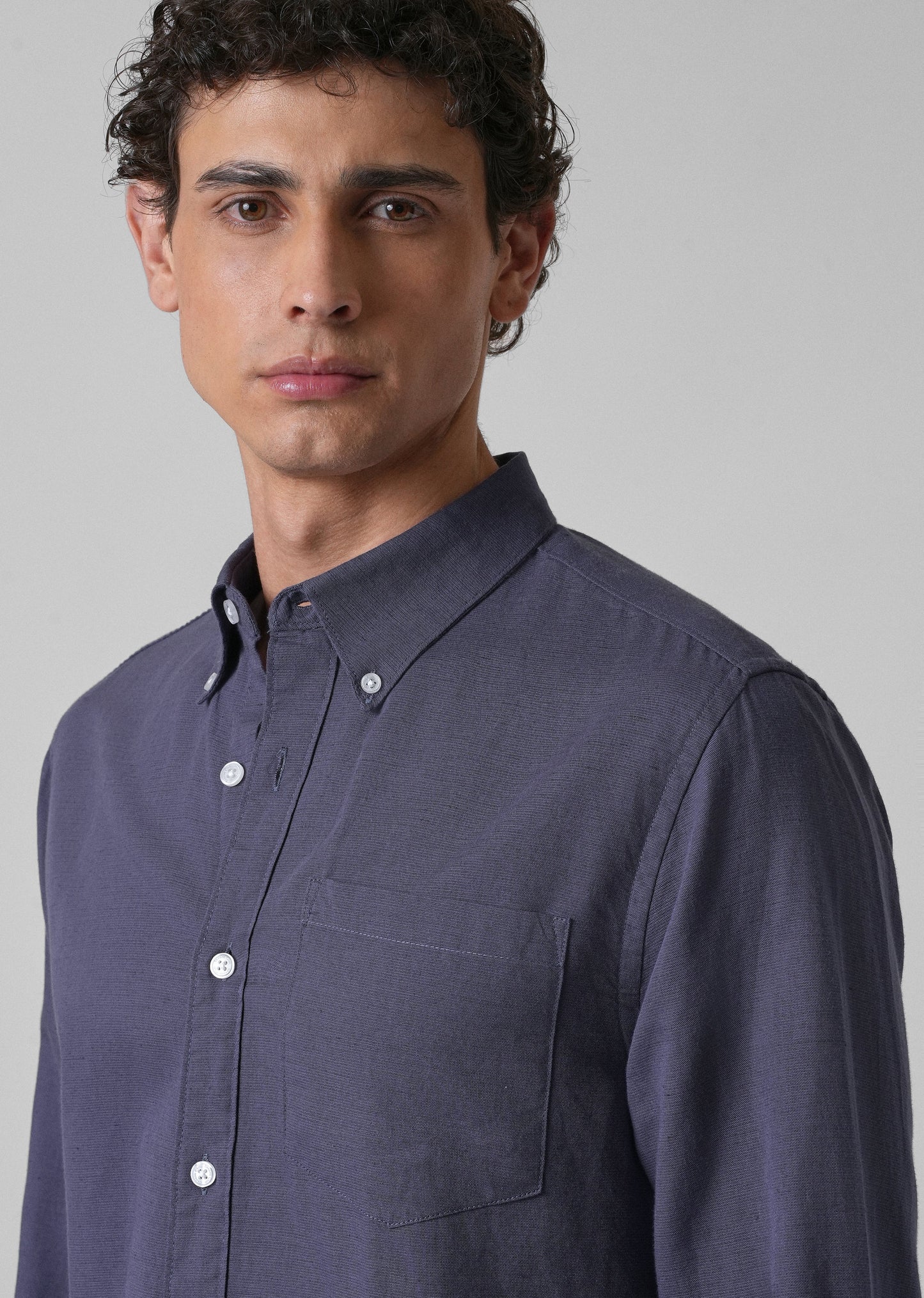 Blue Violet Cotton Linen Shirt