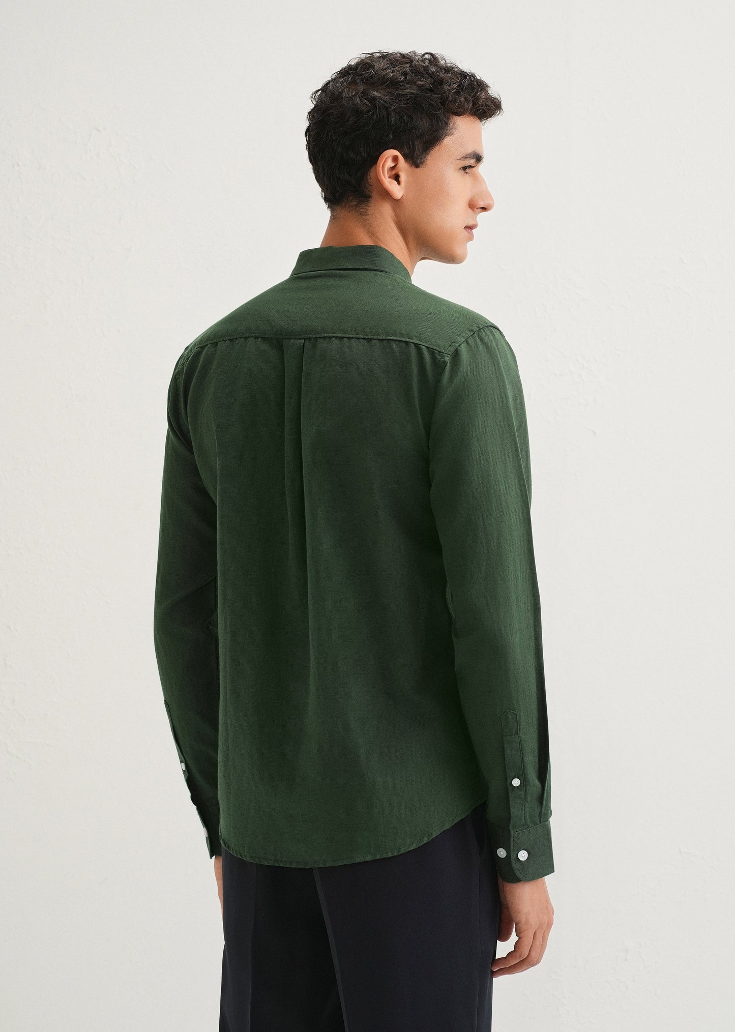 Bottle Green Cotton Linen Shirt