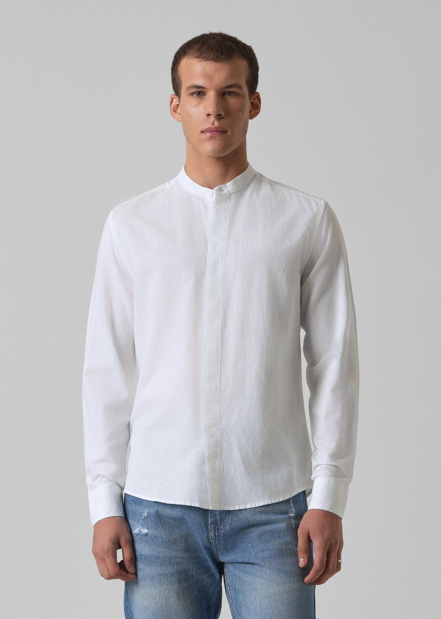Bright White Cotton Linen Shirt