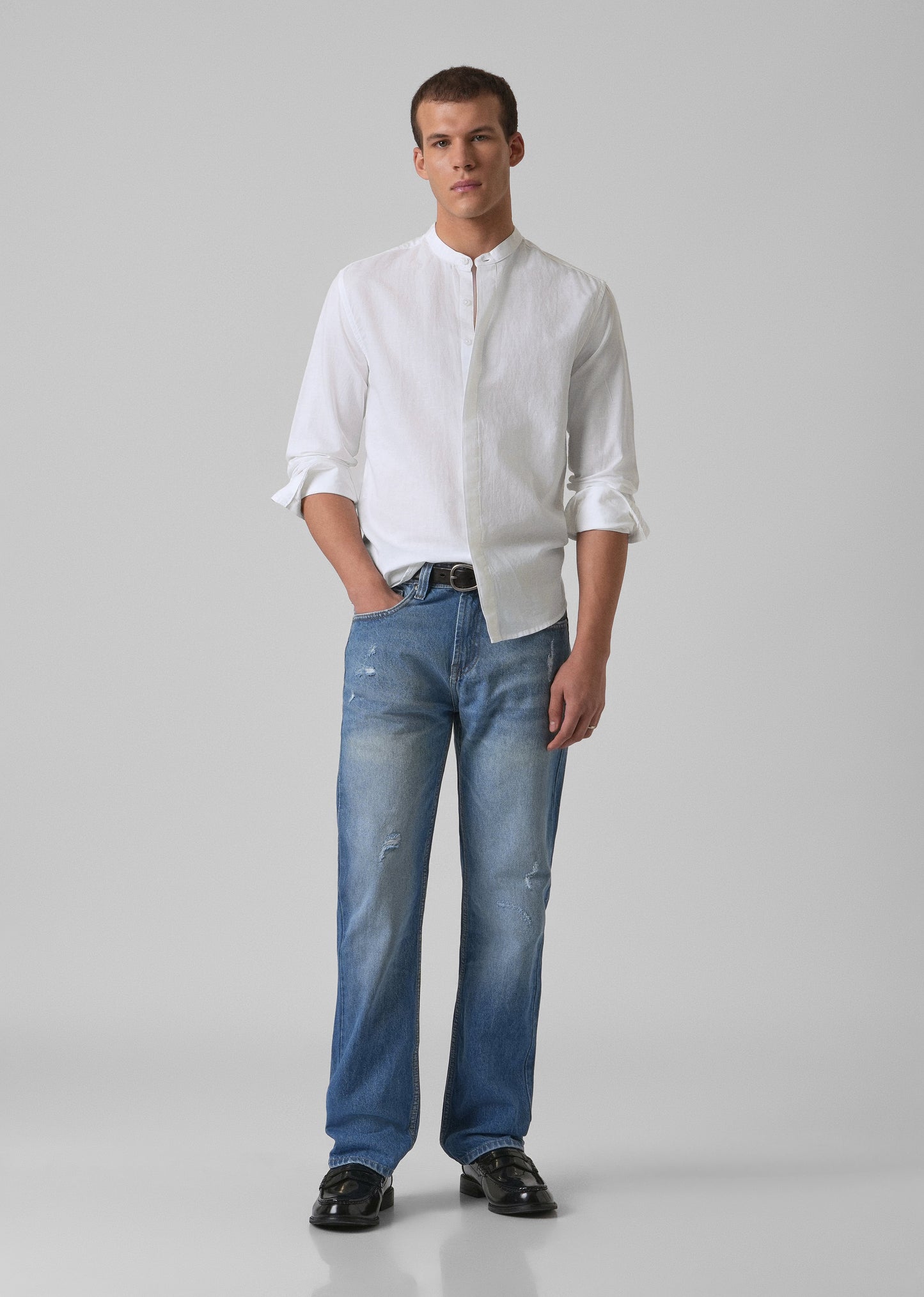 Bright White Cotton Linen Shirt