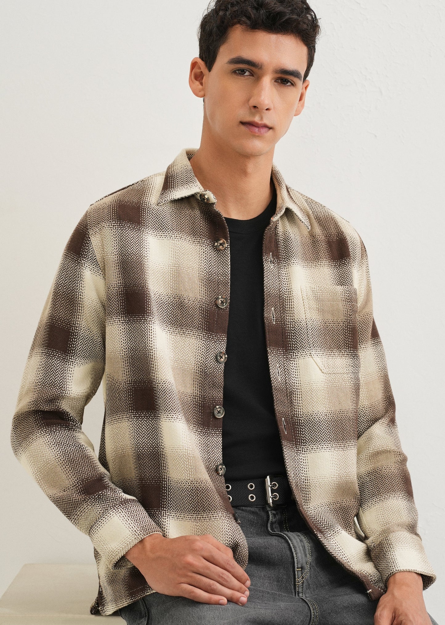 Brown Checked Overshirt