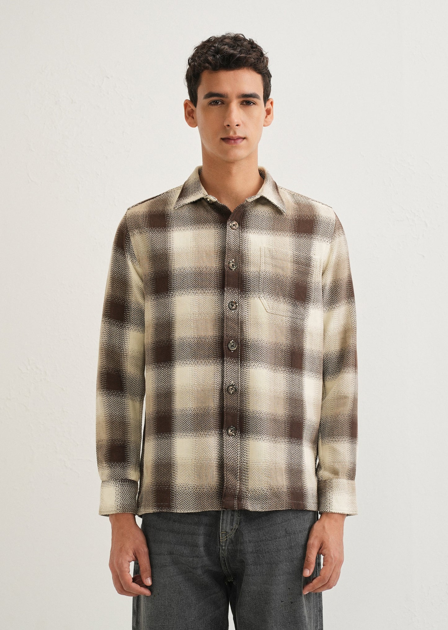 Brown Checked Overshirt