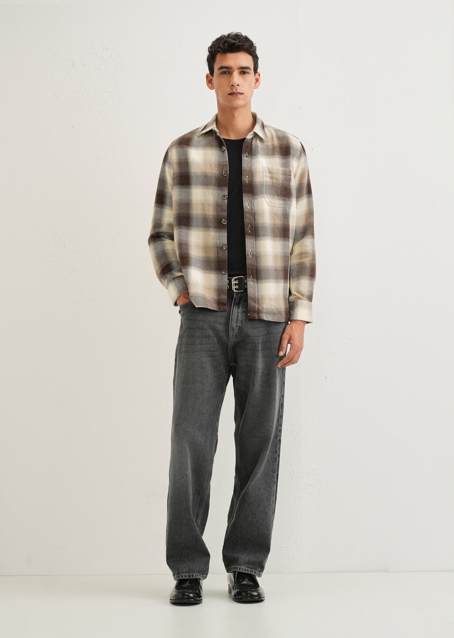 Brown Checked Overshirt